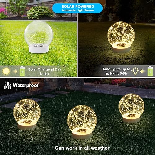 Miniatura 2 de Luces flotantes de piscina alimentadas por energía solar, brillan en la oscuridad, luces solares de globo solar blanco cálido que flotan, 6.9