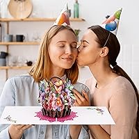 Vista 3 de Giiffu Tarjeta de felicitación de papel 3D con sobre, tarjeta de feliz cumpleaños para mujeres, mamá, esposa, tarjetas de felicitación para todas