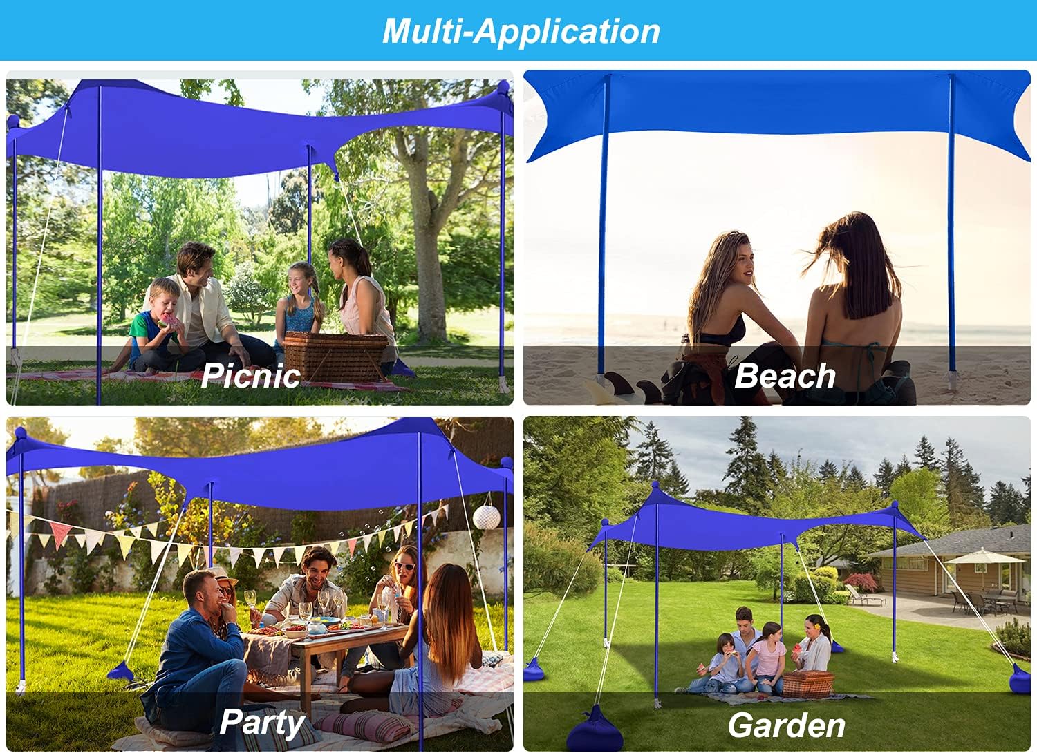 ABCCANOPY Beach Portable Sun Shelter for Beach, Camping Trips (10x9 FT, Blue) image 4