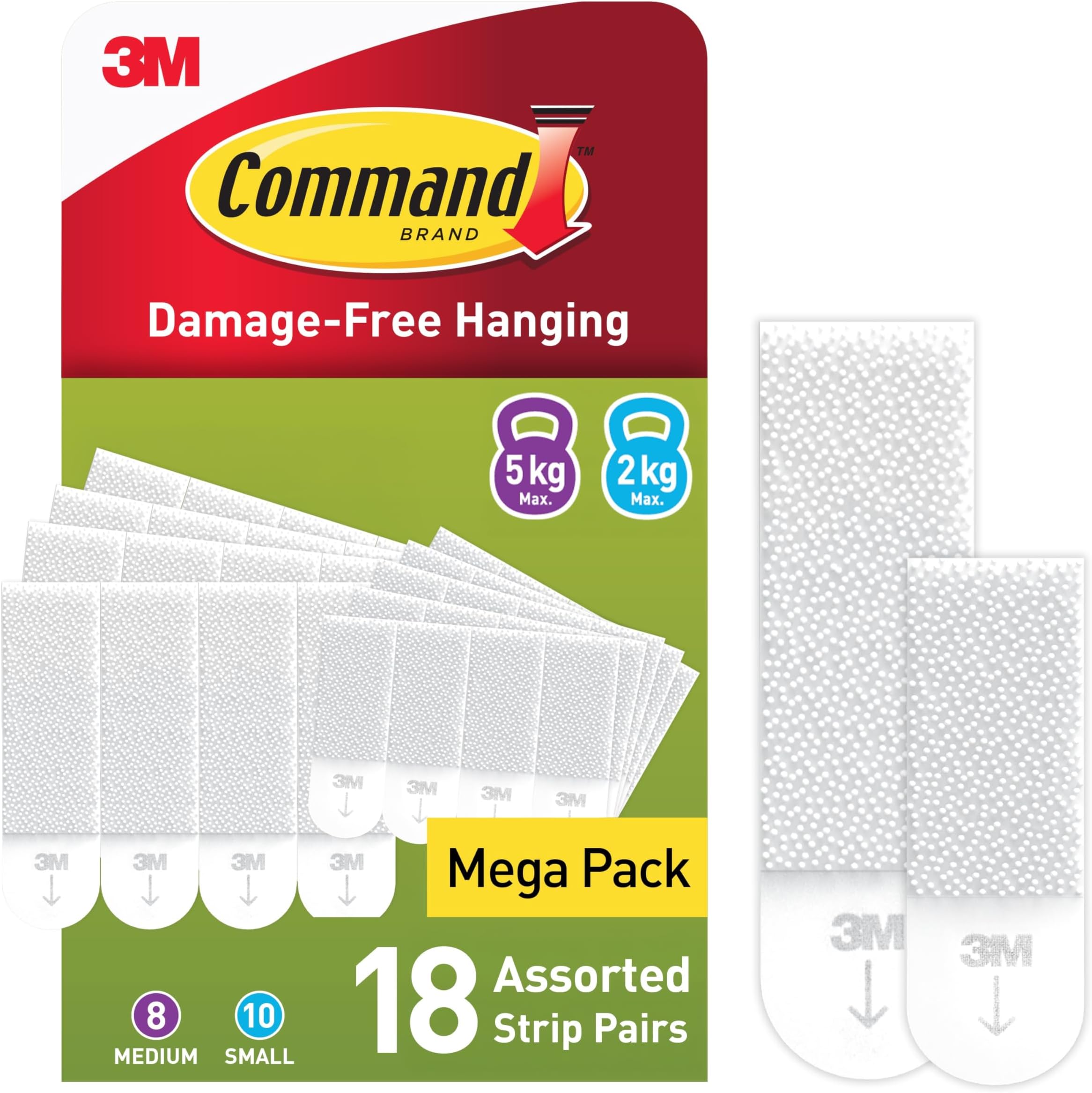 Command Picture Hanging Strips, Value Pack - 10 Pairs of Small (20 Strips), 8 Pairs of Medium (16 Strips) Adhesive Strips - for Pictures & Frames in Different Sizes - Damage Free Hanging