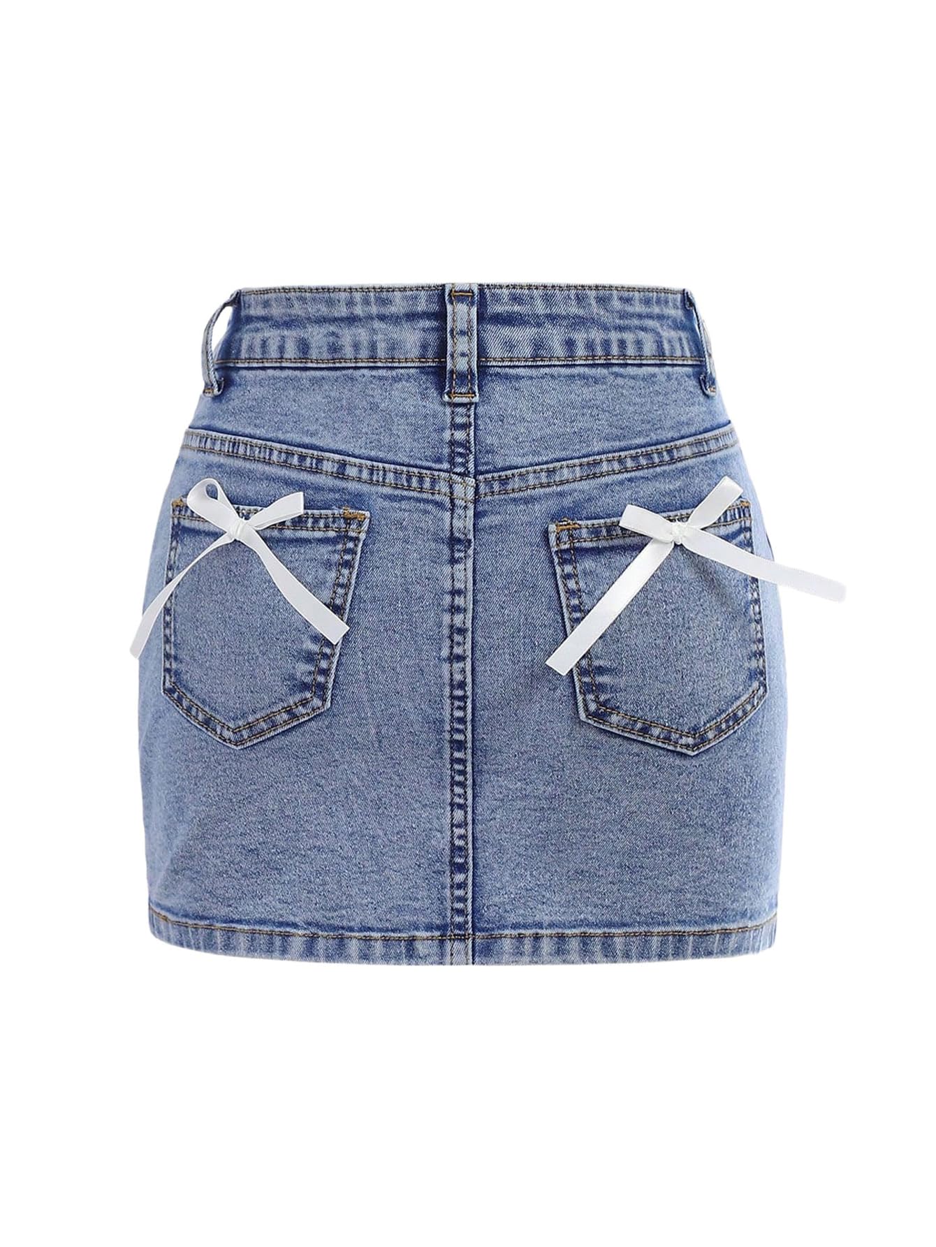 Floerns Minigonna di jeans a matita dritta Y2k con fiocco carino da ragazza