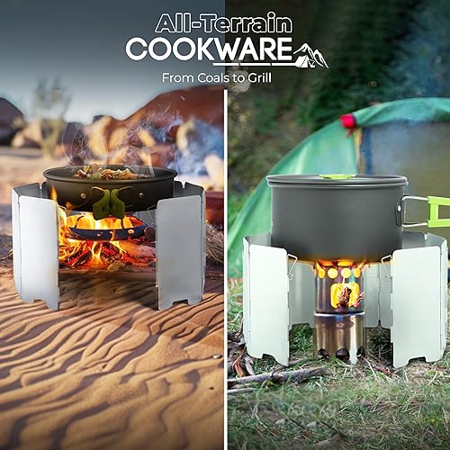 Miniatura 9 de Juego de utensilios de cocina para camping, 19 piezas, ligero, para mochilero, con ollas, sartenes, utensilios, kit compacto de cocina al aire libre