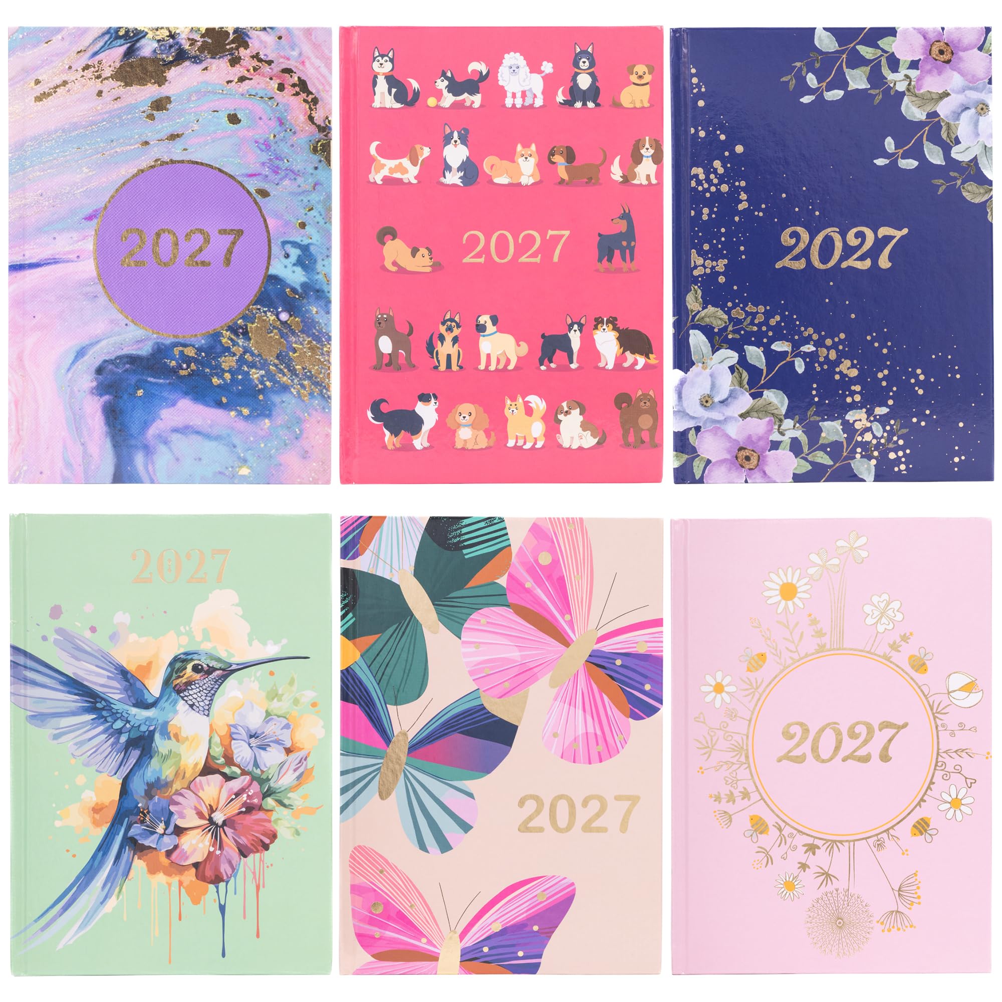 2027 Diary A5 Week to View - Charming and Stylish Design Hardback Planner with Ribbon Bookmark - Runs January 2027 to December 2027, Ideal for Home Office School (Marble)