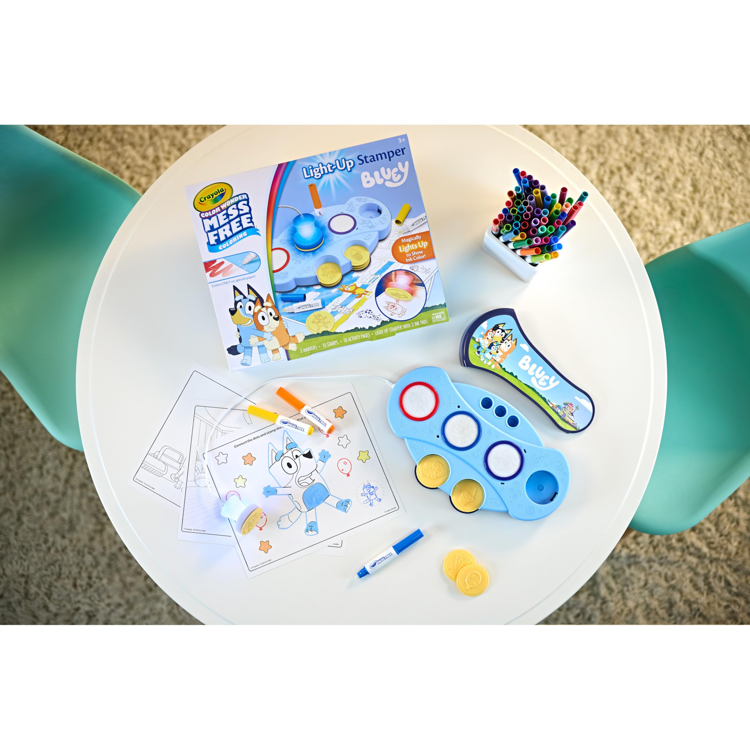 Crayola Set di arte magica con luce blu per bambini, libro da colorare e timbro anti-orgasmo, giocattolo blu per bambini dai 3 anni, 4 e 5 anni