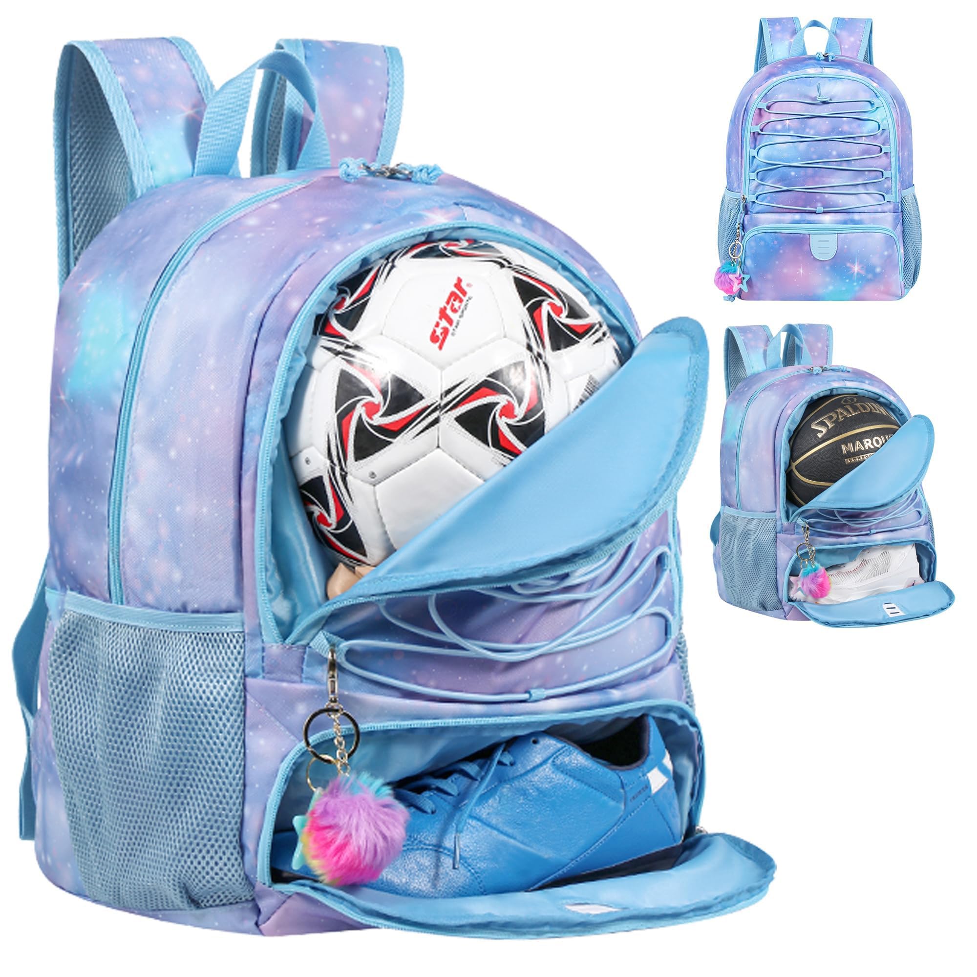 Basketball Bag Backpack for Men Women with Ball & Shoes Compartment 30L Capacity Lightweight Breathable Boys Girls Soccer Ball Bag Backpack Fit Volleyball Football Sports Travel School Gym