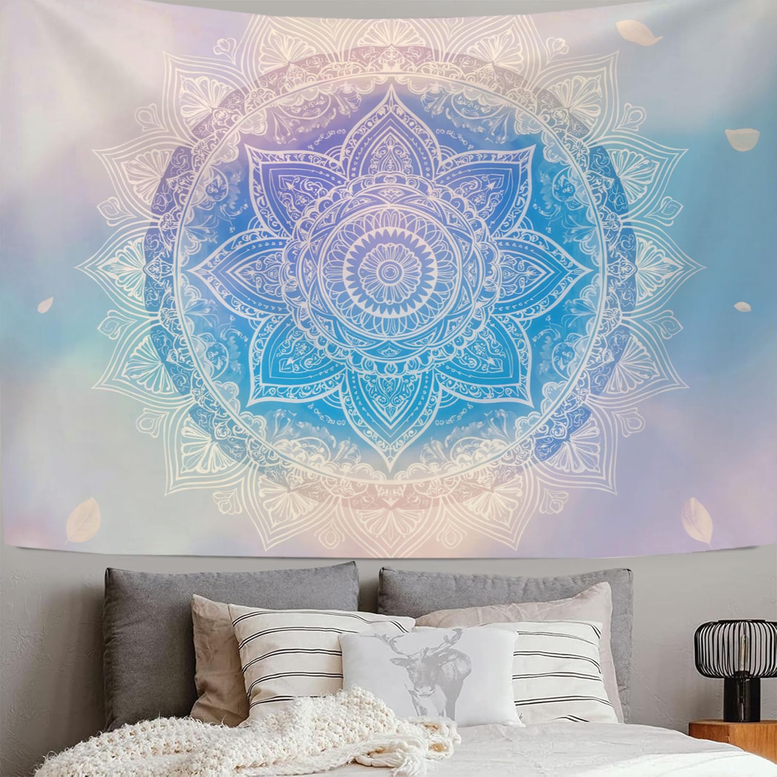 Tenture murale mandala bleu pour décorer un grand mur nu - 8