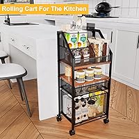 Vista 7 de Carro de archivo con 2 cajones, carrito de almacenamiento móvil de metal con ruedas bloqueables, organizador de archivos rodantes de madera y malla