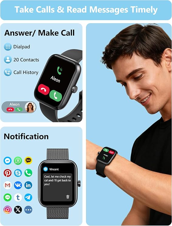 Smart Watch Men Women [2 Bands, 44mm case] 1.83 Alexa Fitness Tracker, Heart Rate, Sleep, Stress Monitor, IP68 Waterproof Smartwatch, Make/Answer Calls, Compatible with iPhone & Android Phones
