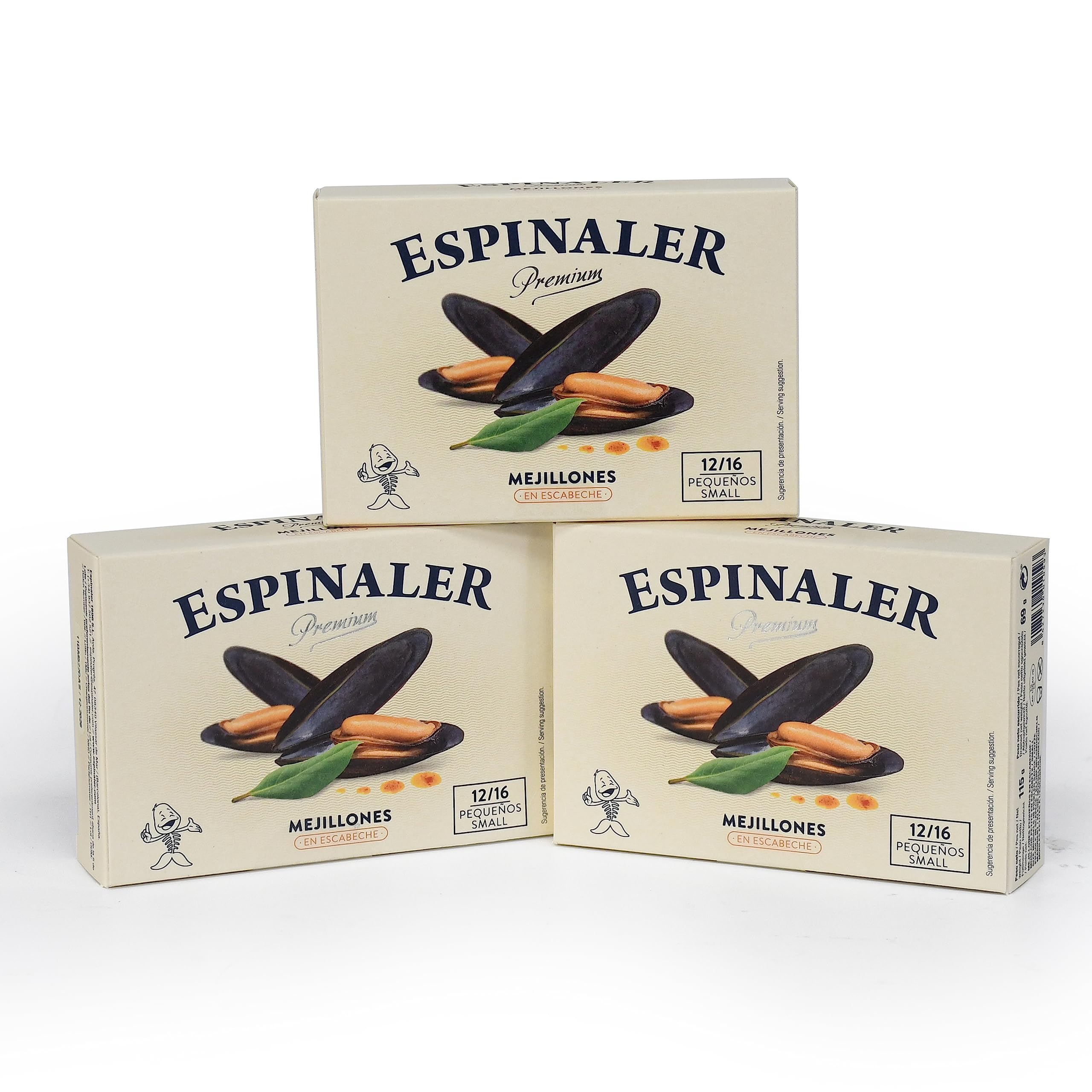 Espinaler Mejillones Premium en Escabeche Pack 3 Latas 12-16 Piezas Conservas Gourmet