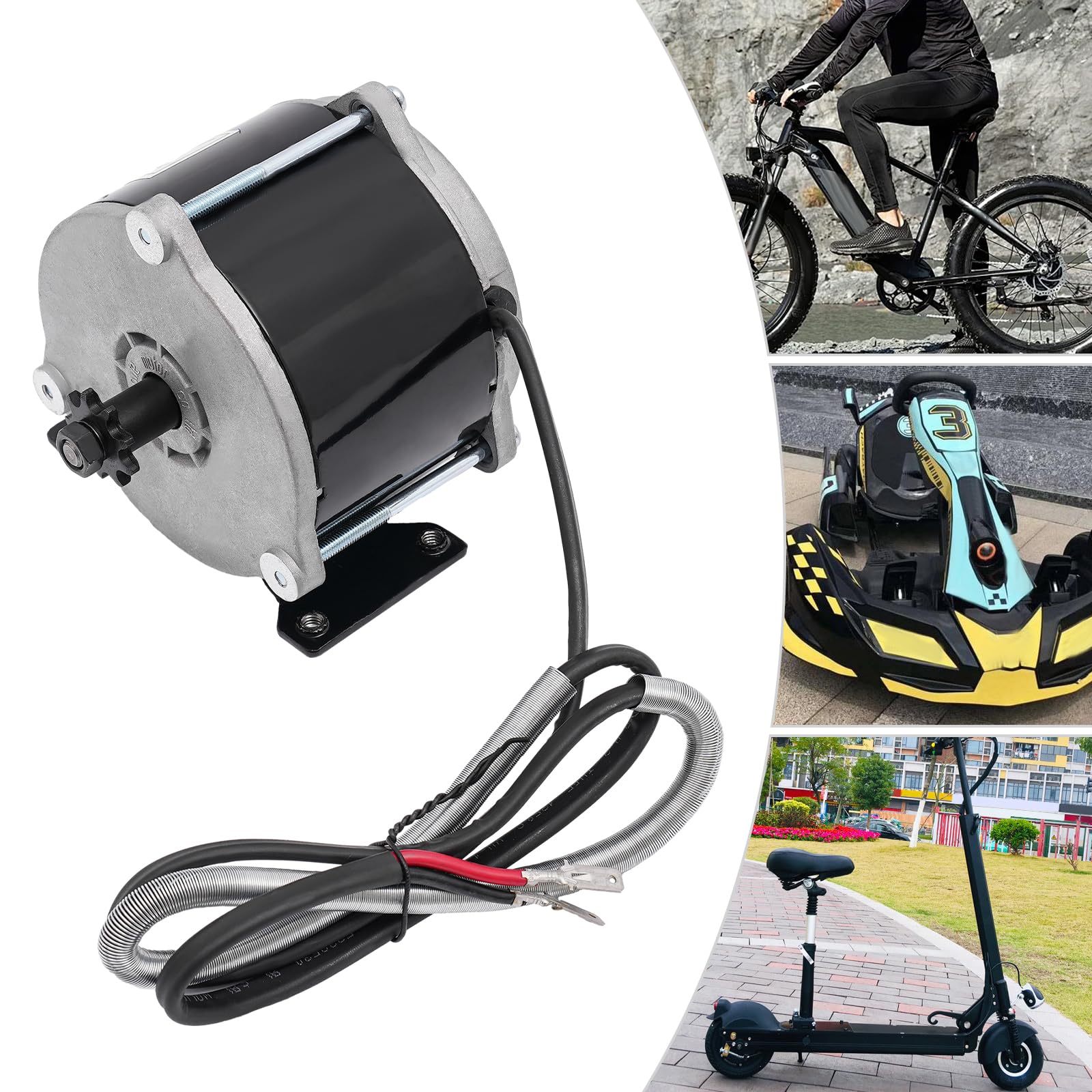 CNCEST Gear Reduction Electric Motor, 36V 500W Brushed DC Motor, Electric Bicycle Brushed Motor Reductor for Electric Bicycle Scooter Bikes, 1700rpm