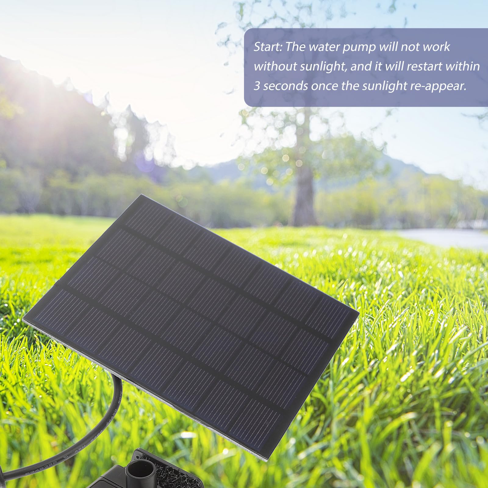 Bomba Solar para Fuente 6v 0.8w 150l/h Negro Ideal para Jardín y Piscina