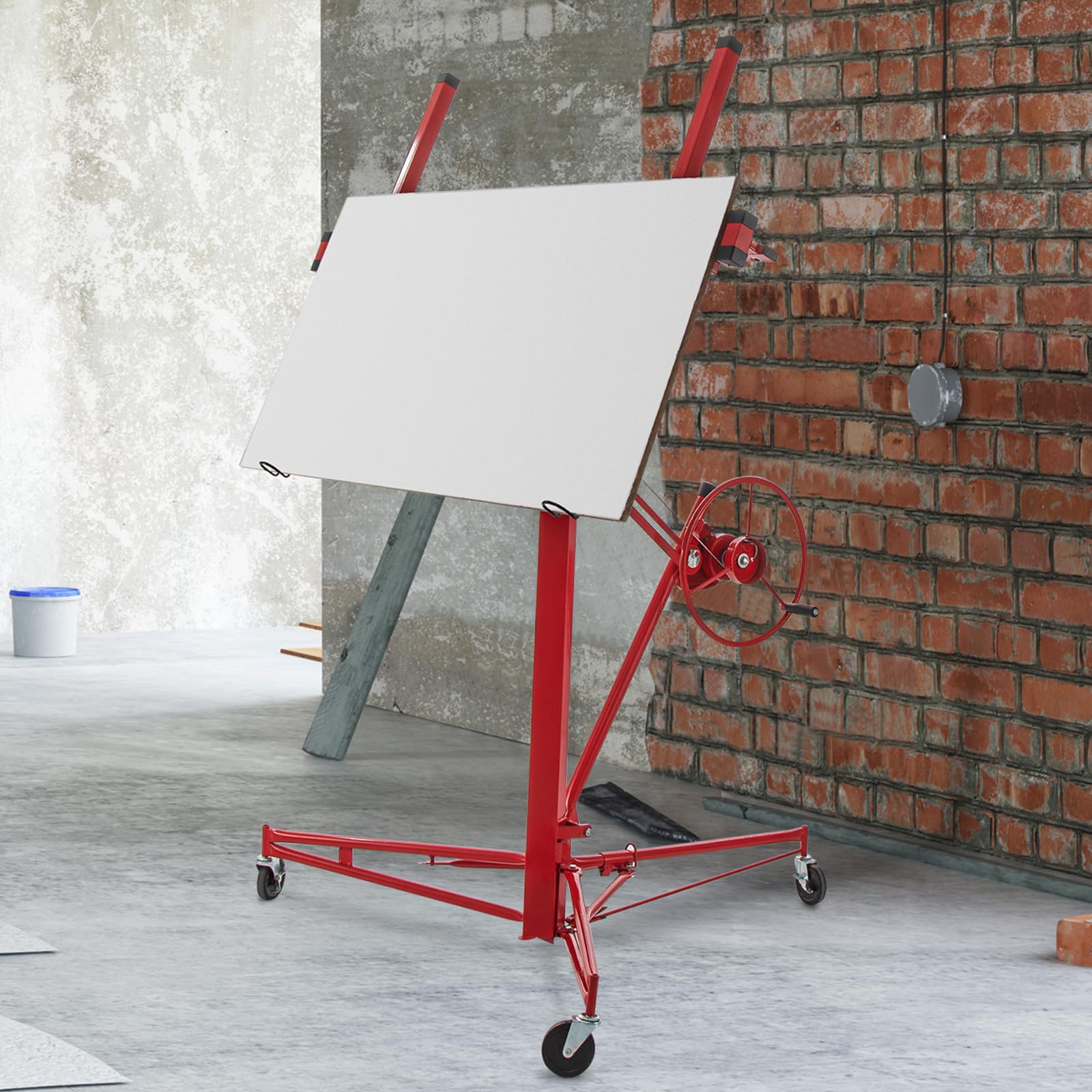 VEVOR Pannello sollevatore per cartongesso da 16 piedi, capacità peso 150 libbre, martinetto per pannelli, materiale in acciaio con braccio telescopico 48x192 cm in cartongesso