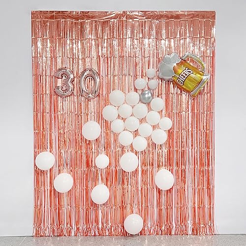 Miniatura 3 de Rose Gold Bachelorette Decorations, Melsan 3.2 x 8 ft Foil Fringe Curtains Batcholette Party Supplies Foil Curtain Backdrop for Women Bridal Shower