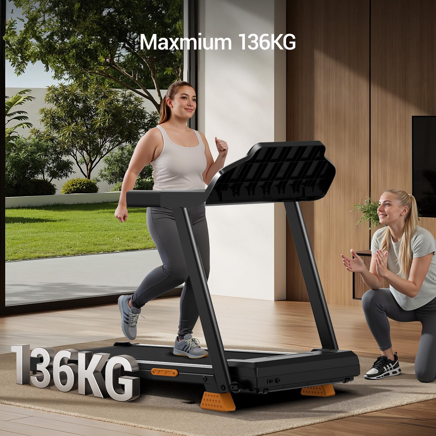 UMAY Składana Bieżnia do Domu z Nachyleniem 15%,1-12KM/H | Bieżnia do chodzenia z silnikiem 3.0 HP i wyświetlaczem LED,Treadmill Home z uchwytami,Bieżnia Kompaktowa,Maks.136 kg