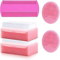 PAKENYESHA 5-in-1 Cradle Cap Brush Set for Babies - Soft Bristle, Silicone Scrubber & Dual Comb - Pink Newborn Grooming Kit
