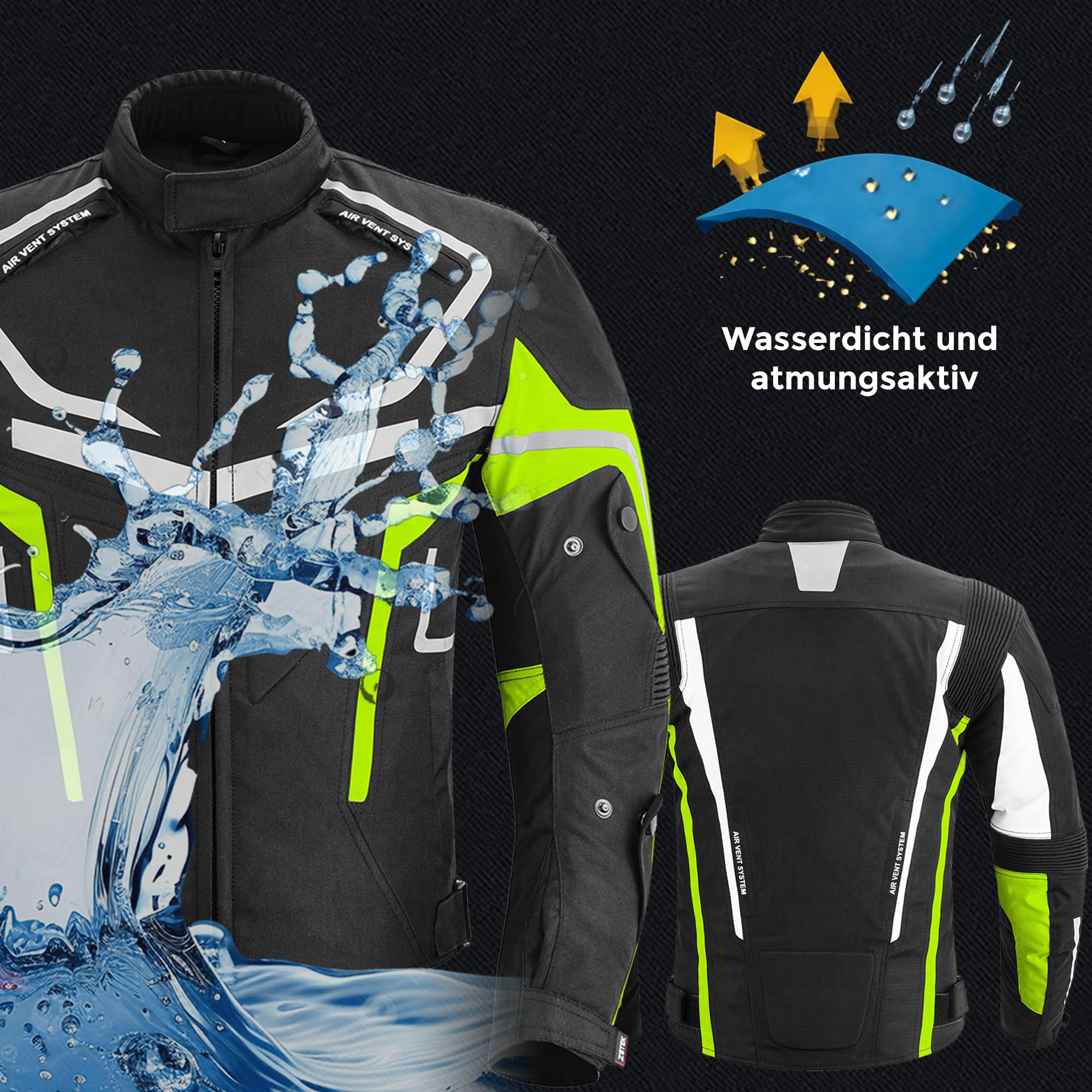 Wasserdichte Motorradjacke CE Armor Cordura Motorrad Winddichte Jacken Ganzkörper-Schutzausrüstung Gepanzerte