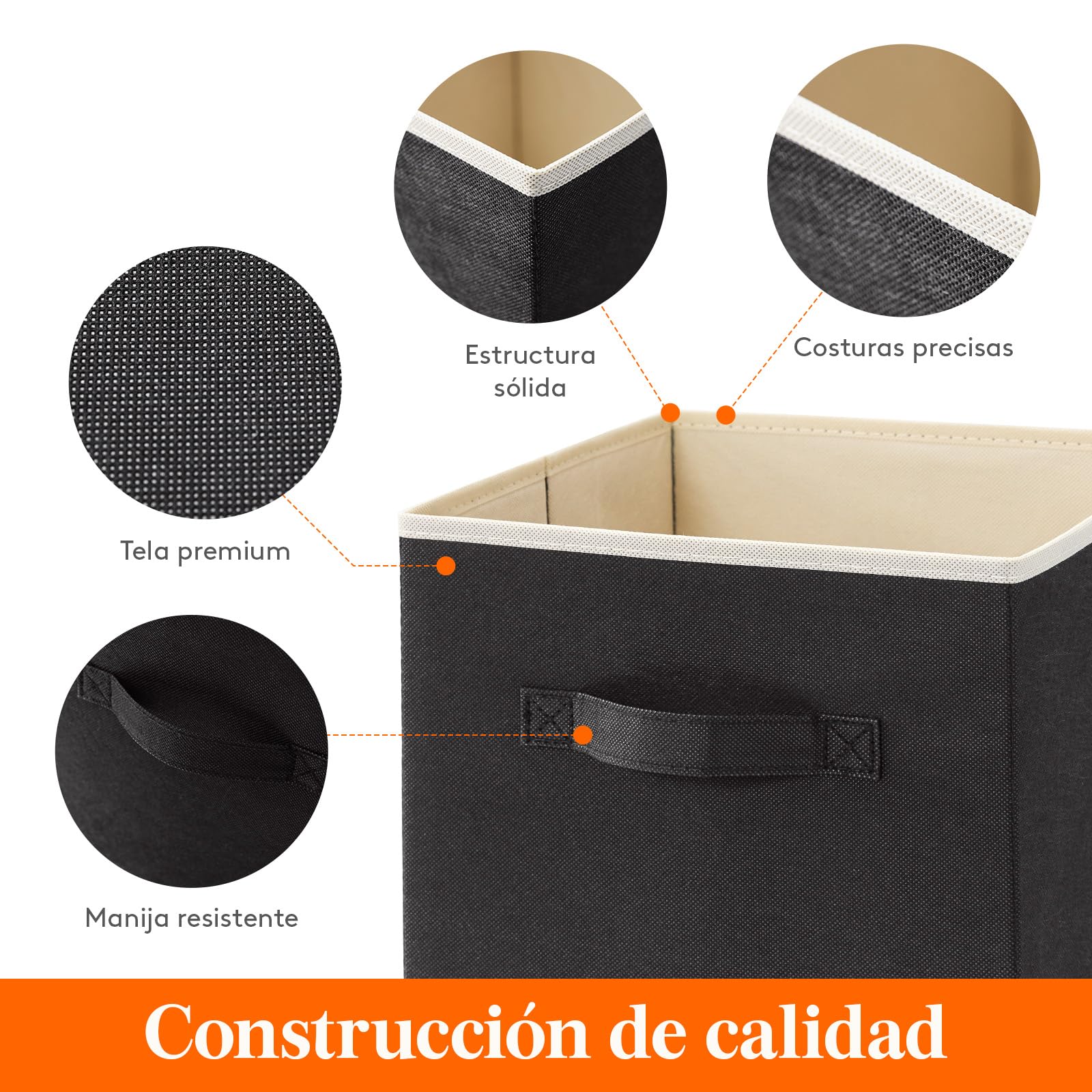 Lifewit Juego de 10 Cubos de almacenamiento plegables, Cestas de Almacenamiento de Tela, Cajas de Almacenamiento con asas, Organizadores para ropa, Juguetes, 33 x 33 x 33 cm, 36 L, Negro