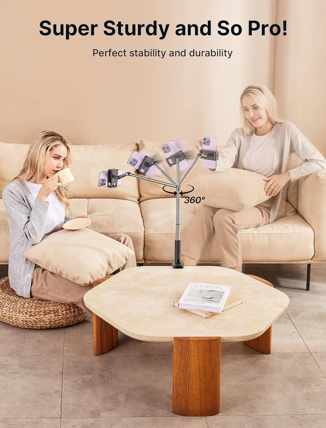 JSAUX Phone Holder for Desk and Bed Compatible with iPhone 16 15 14 13 12 Overhead Phone Mount Gooseneck Phone Stand Flexible 360 Lazy Long Arm Clamp Clip for Table Bedside [1-Pack, Black] - Image 10