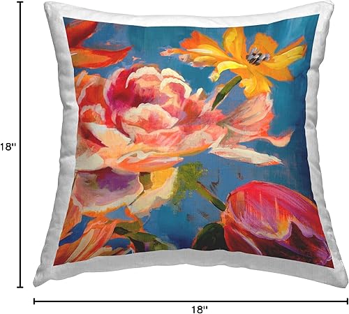 Miniatura 8 de Stupell Industries Vivid Blooming Peonies Design by Liz Jardine - Almohada (18 x 18 pulgadas), color azul