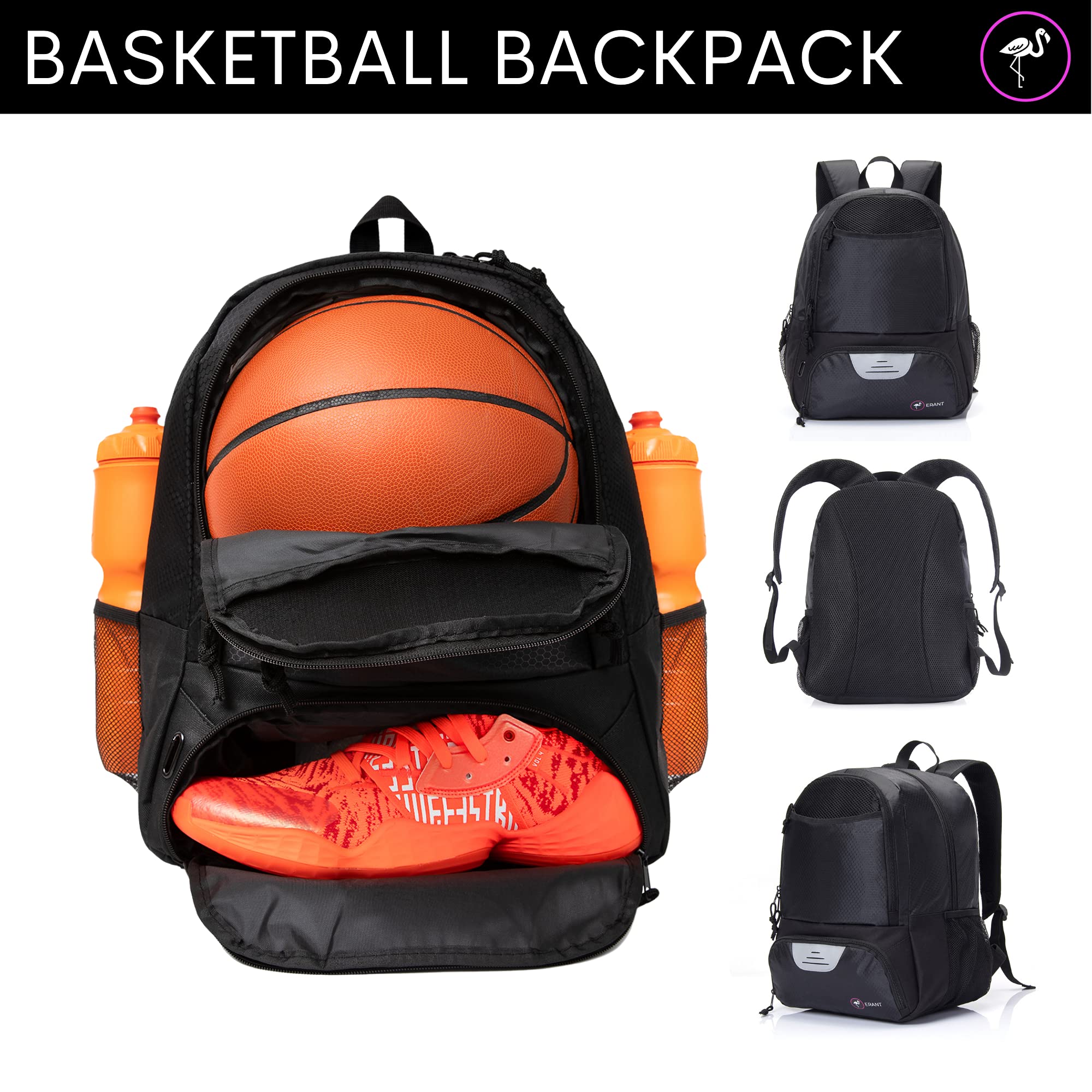 ERANT Basketball Backpack with Ball Compartment – Basketball Bags 