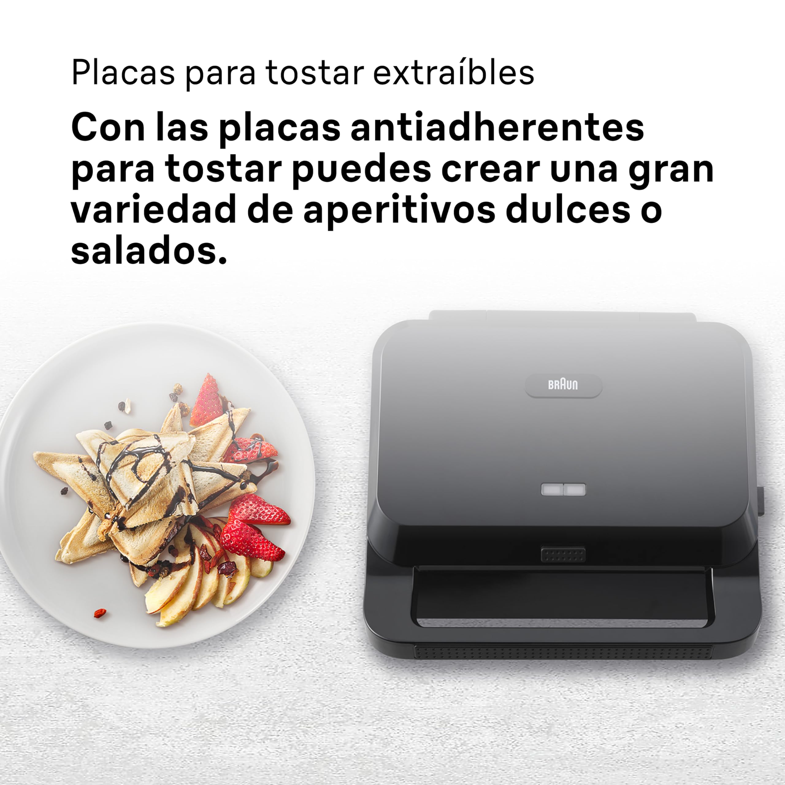 Braun SnackMaker 5 SM5000, Sandwichera con Placas de Sándwich Removibles, de Aluminio Fundido, Placas Lavables en Lavavajillas, 800W, Negro
