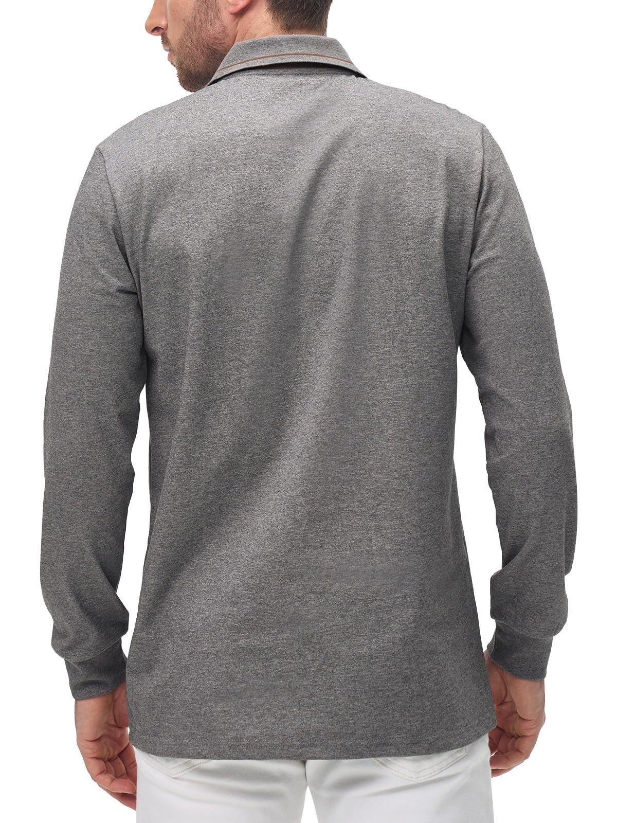 Comilaka Uomo Polo Casual Manica Lunga Poloshirt Top Golf Maglietta Cotone Colori a Contrasto Autunno Inverno Classico