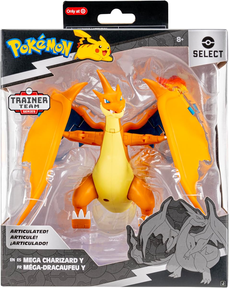 Pokémon Select Mega Charizard Y - Figura súper articulada de 6 pulgadas con más de 15 puntos de articulación