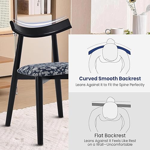 Miniatura 3 de Juego de 2 sillas de comedor modernas de mediados de siglo, elegantes sillas de comedor con respaldo curvado con asiento tapizado, marco de madera