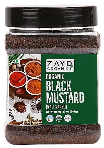 Zayd - Semillas orgánicas de mostaza negra, 20 oz (567 g) Rai Sarson, semillas de Rai