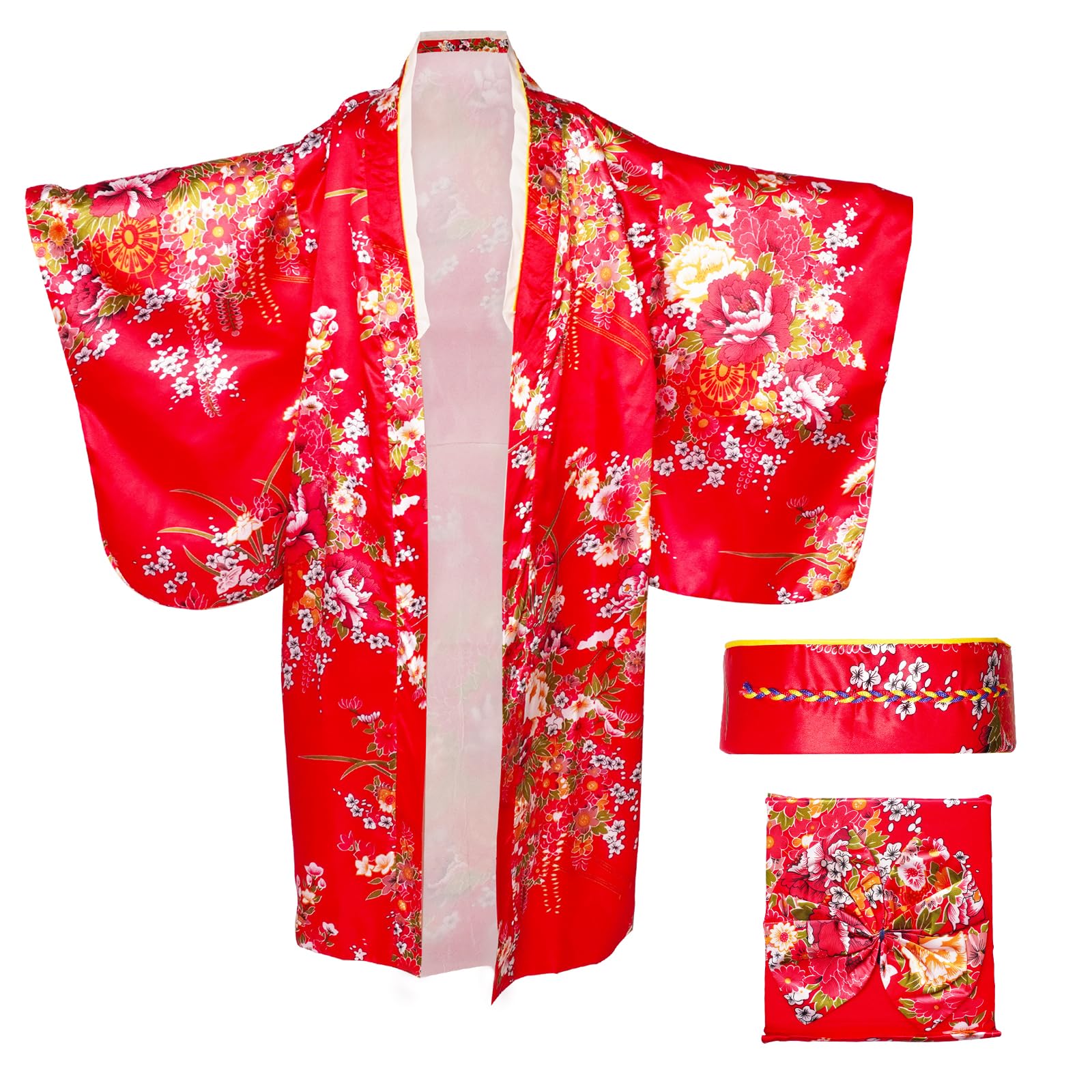 Kimono japonés de anime para niños, disfraz de cosplay para niñas, conjunto de falda tutú con máscara de zorro