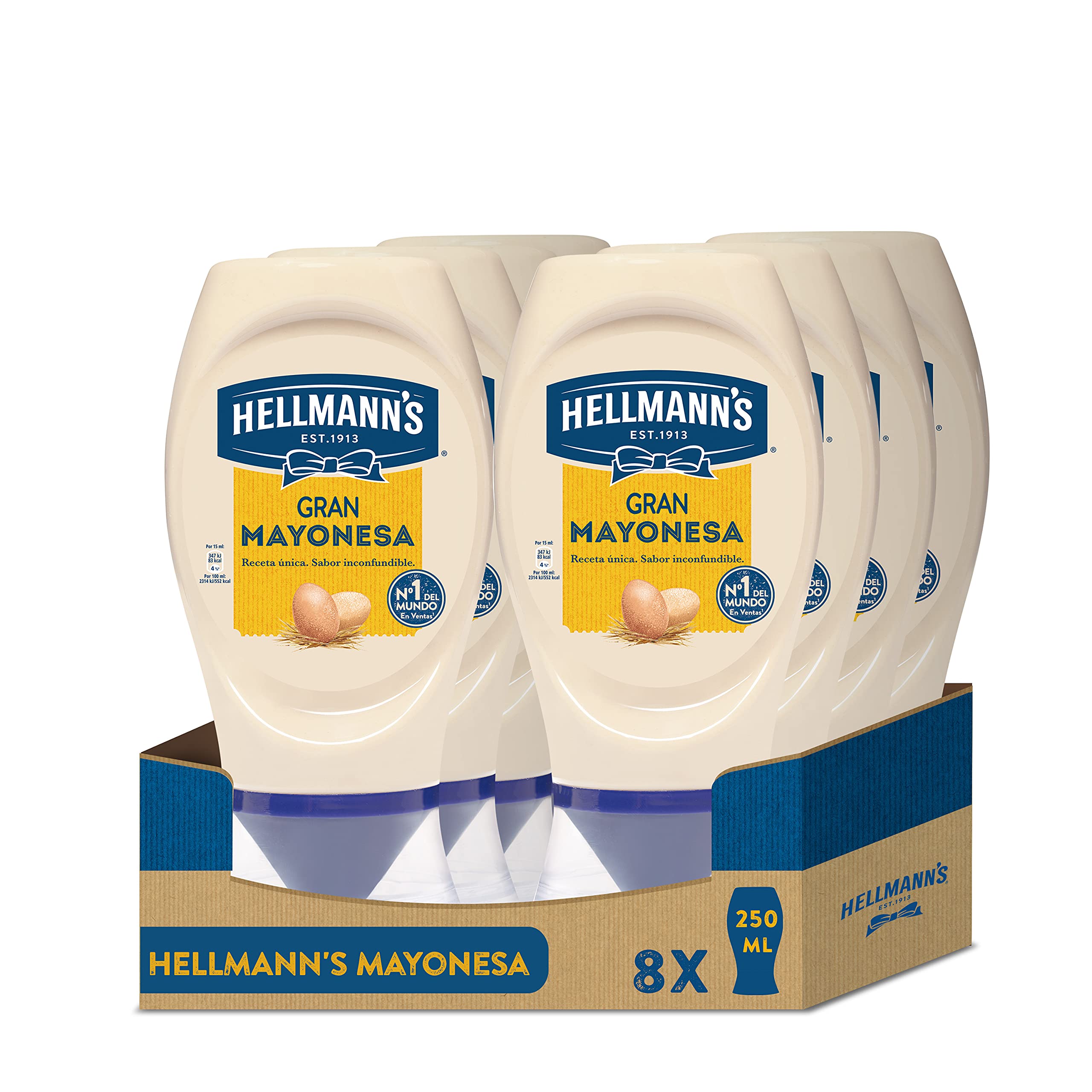 Hellmann's - Mayonesa en Bote Dispensador Gran con Huevos 100% de Corral, 250 ml (Pack de 1) — view 4