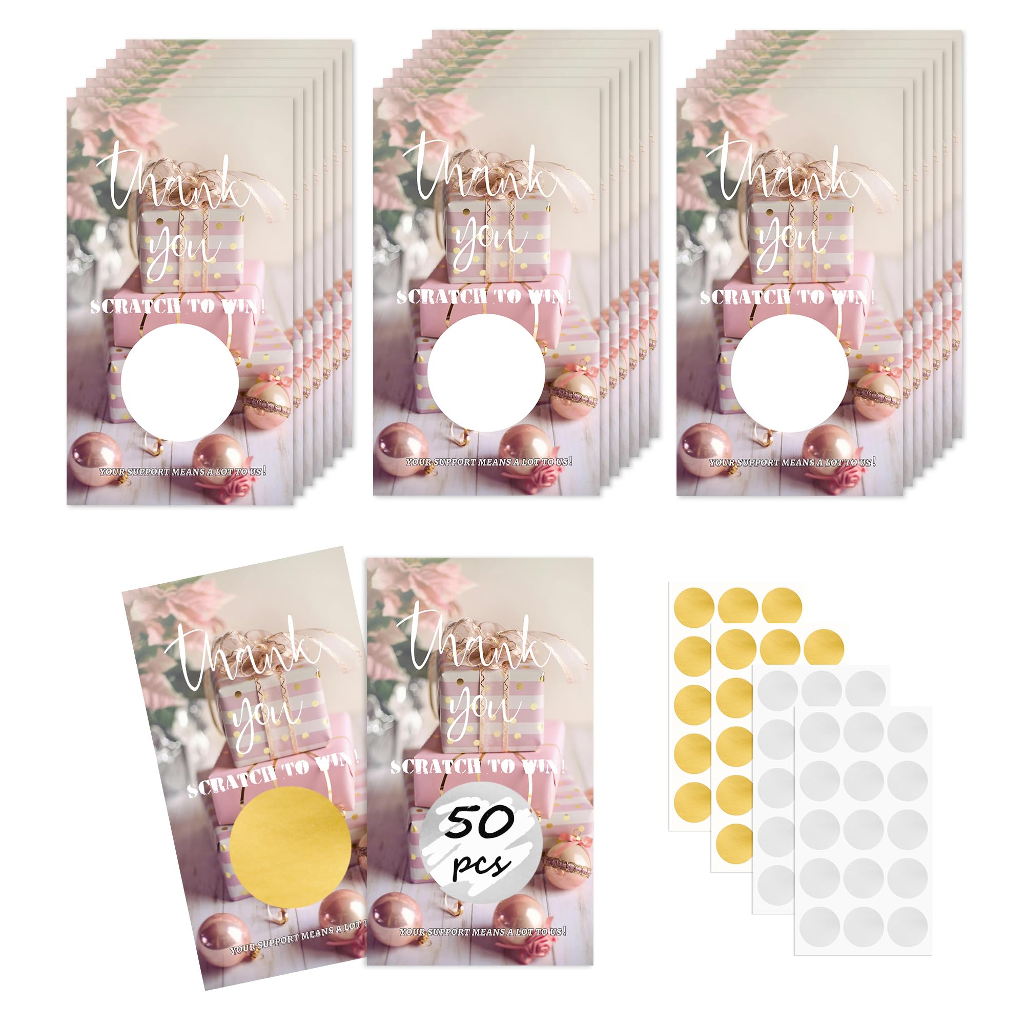 GouZaak 50 PCS Scratch Off Cards Blank Gift Certificates, DIY Coupon Cards for Spa Hair Beauty Makeup Salon, Restaurant Events, Thank You Cards for