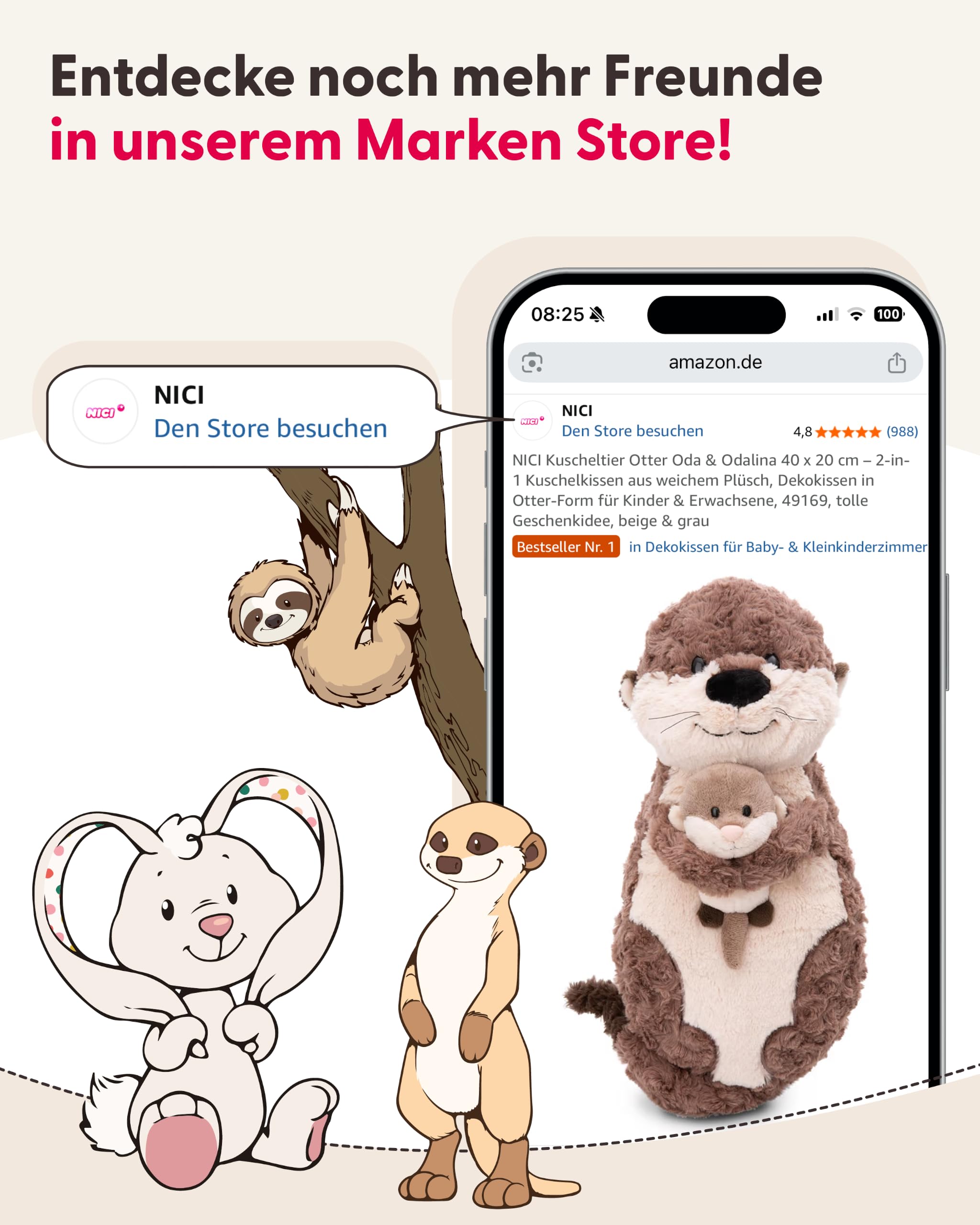 NICI Kuscheltier Koala Barry 50cm - grau - Stofftier aus weichem Plüsch, niedliches Plüschtier zum Kuscheln und Spielen, für Kinder & Erwachsene, tolle Geschenkidee - 61722