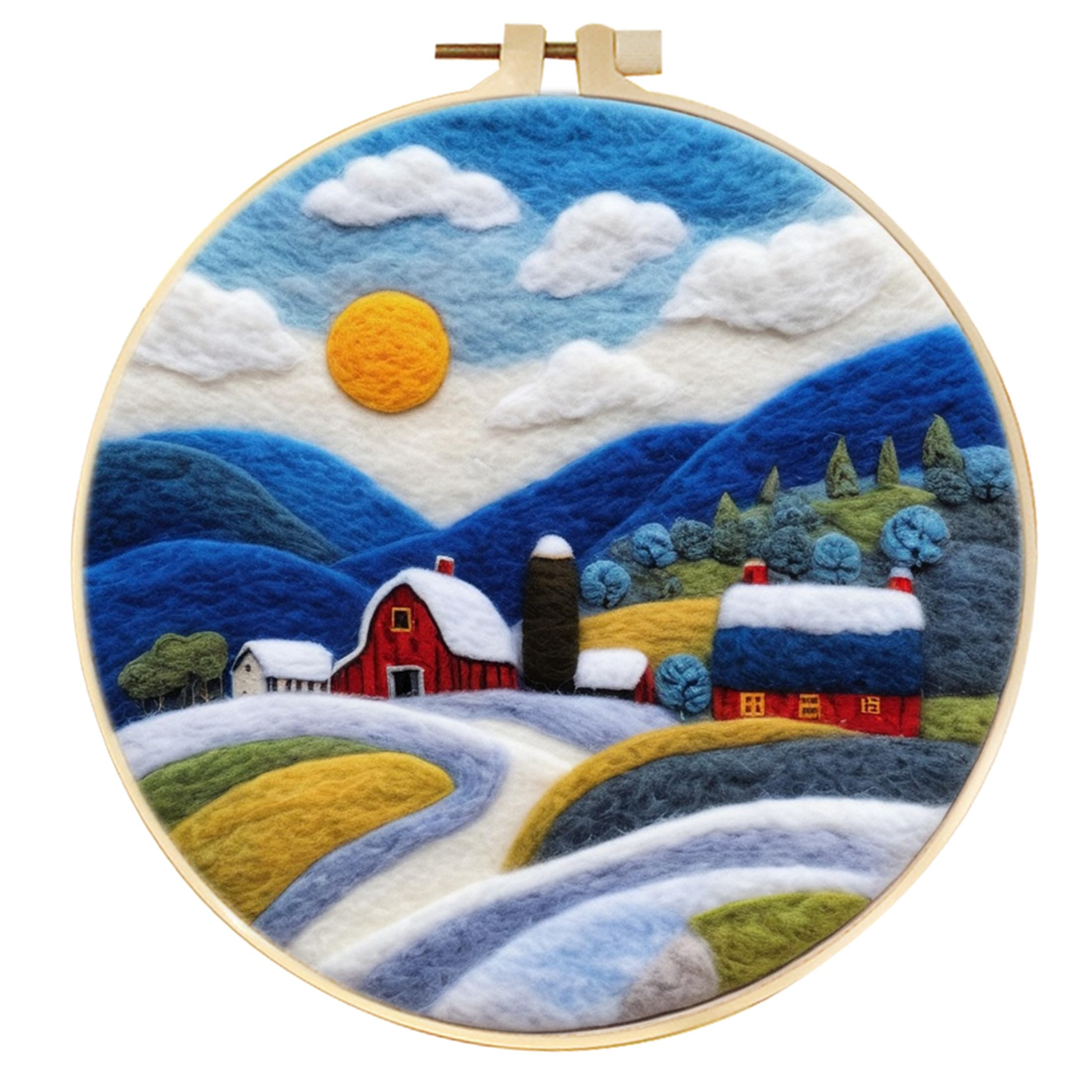 SARBUTER Needle Felting Kits, DIY Wool Felt Starer Needle Felting Kits for Beginners ，Suitable for Giftware Home Decoration (House in Winter)