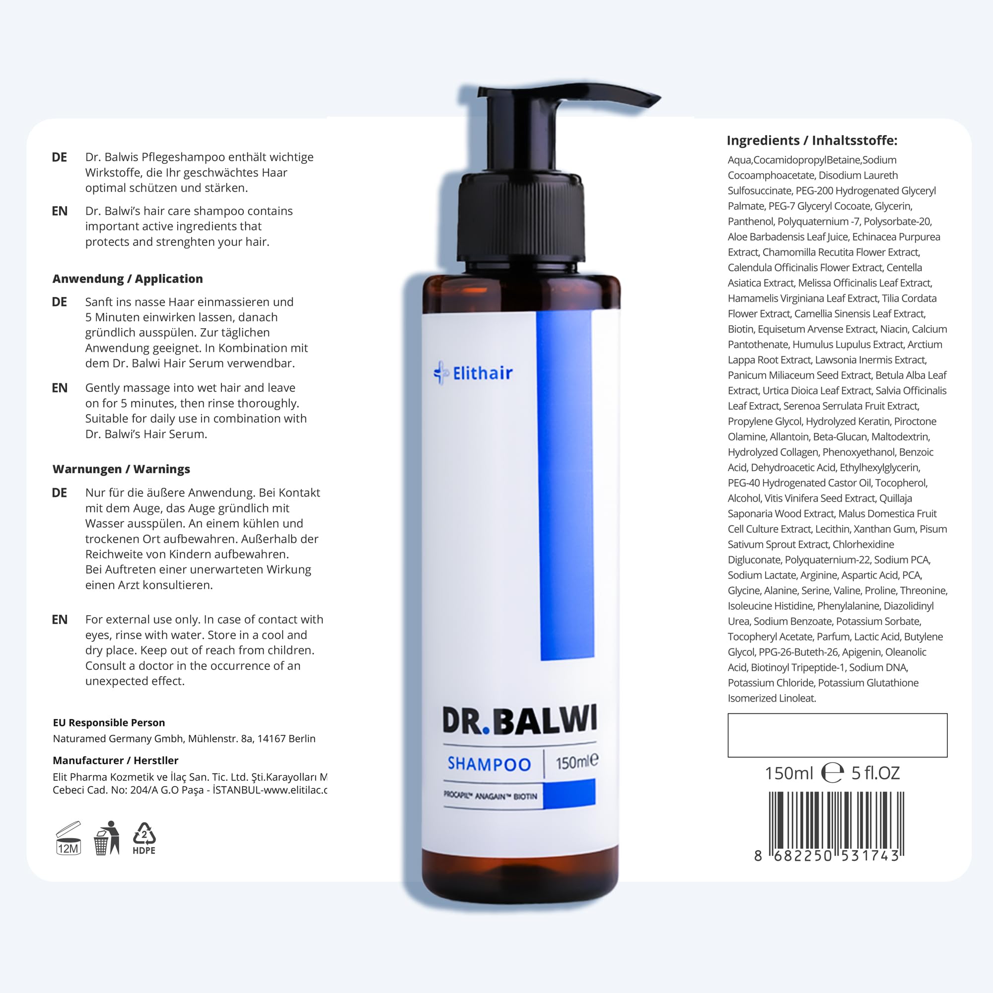 Dr. Balwi Shampoo & Spray Set – Kräftiges Haarwachstum mit Procapil & AnaGain, Anti Haarausfall, mehr Haardichte & Glanz, ohne Silikone & Parabene, Experten-Haarpflege