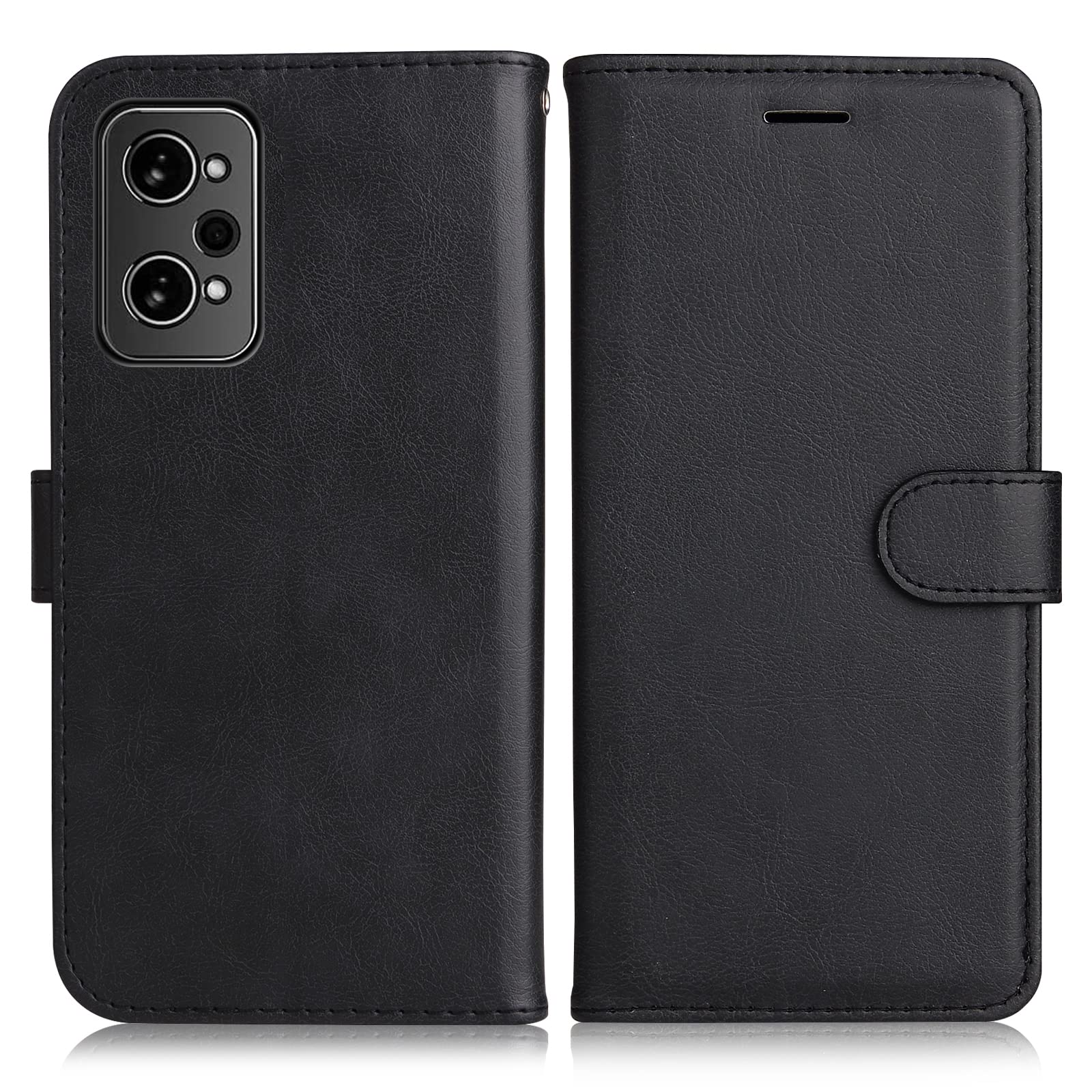 Cover per Oppo Realme GT Neo 2, Premium Portafoglio PU Custodia in PU Pelle, Flip Libro TPU Bumper Caso per Oppo Realme GT Neo 2, Nero