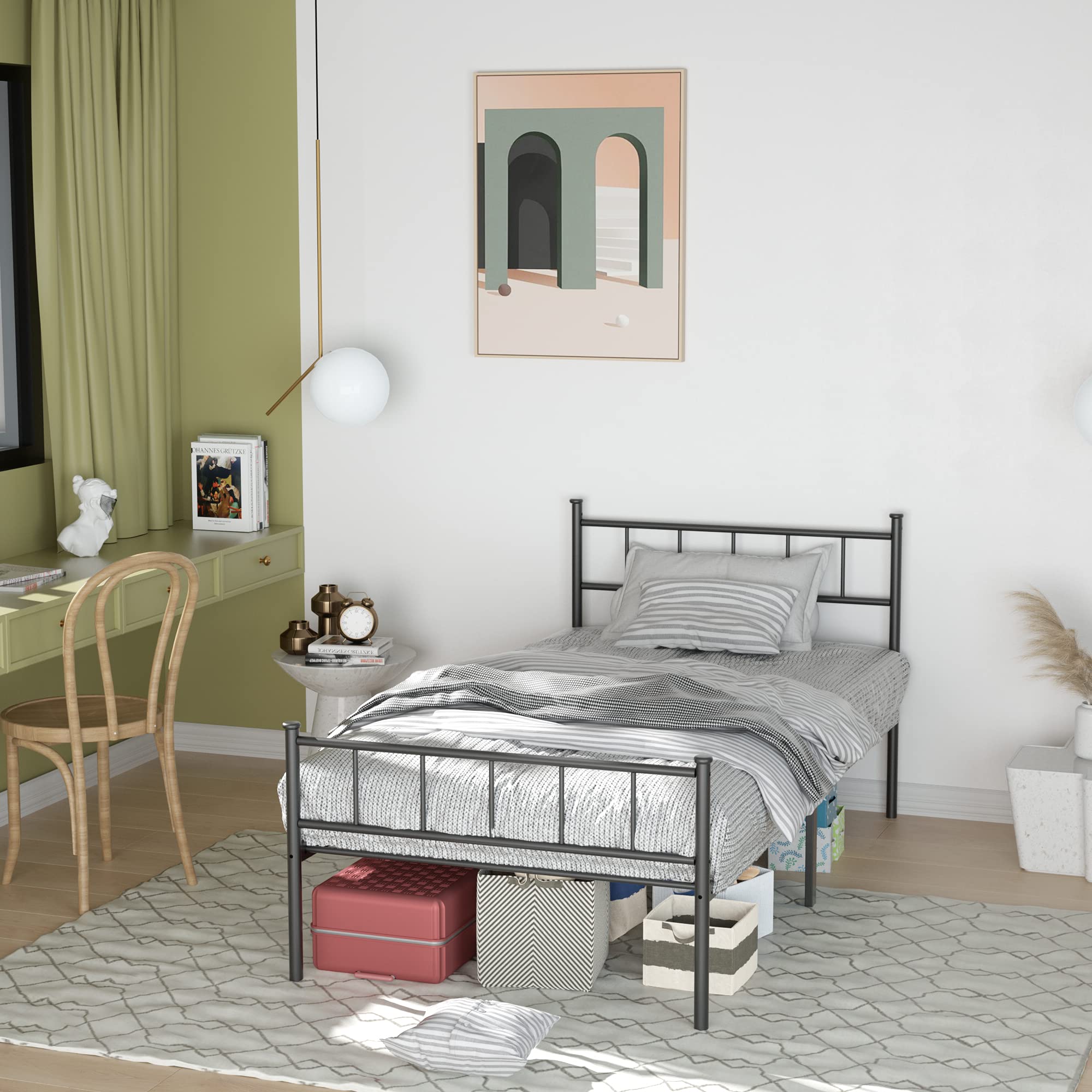 Buy WINWEND 13" Inch Twin Size Metal Bed Frame with Headboard and