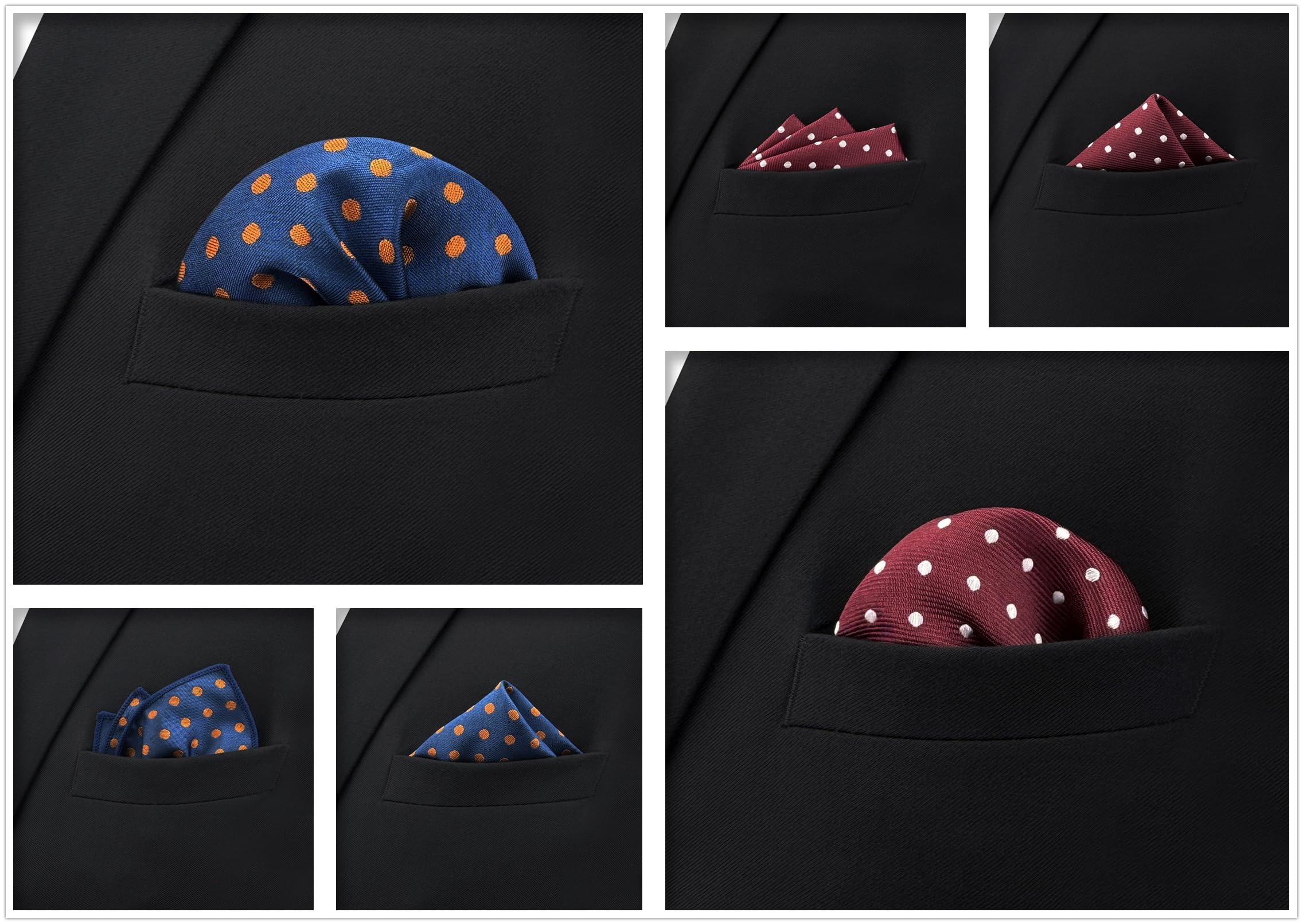 S&W SHLAX&WING 5 Pieces Pañuelo De Bolsillo Para Hombre Handkerchiefs Set para chaqueta de traje - 5