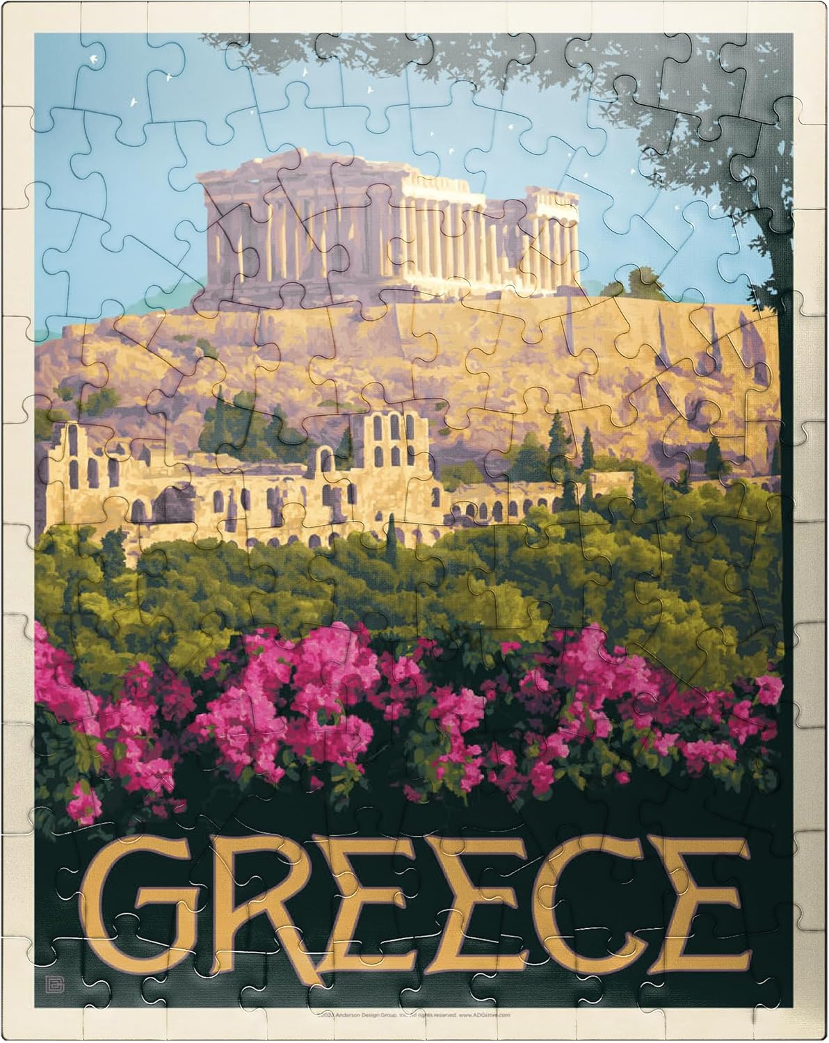 MyPuzzle Greece: The Parthenon, Vintage Poster - Premium 500 Piece Jigsaw Puzzle for Adults