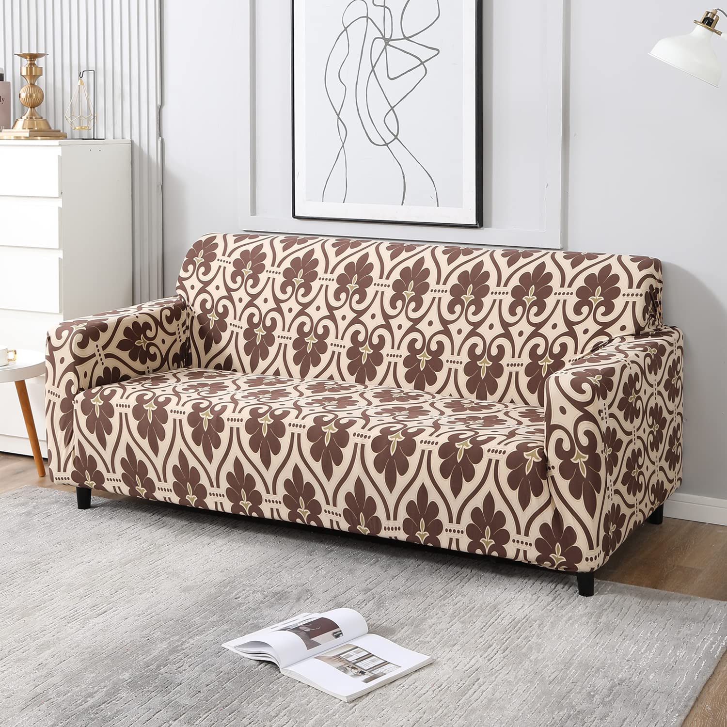 HOKIPO Elastic 3 Seater Sofa Cover Stretchable Slipcover (AR-4095-D10)