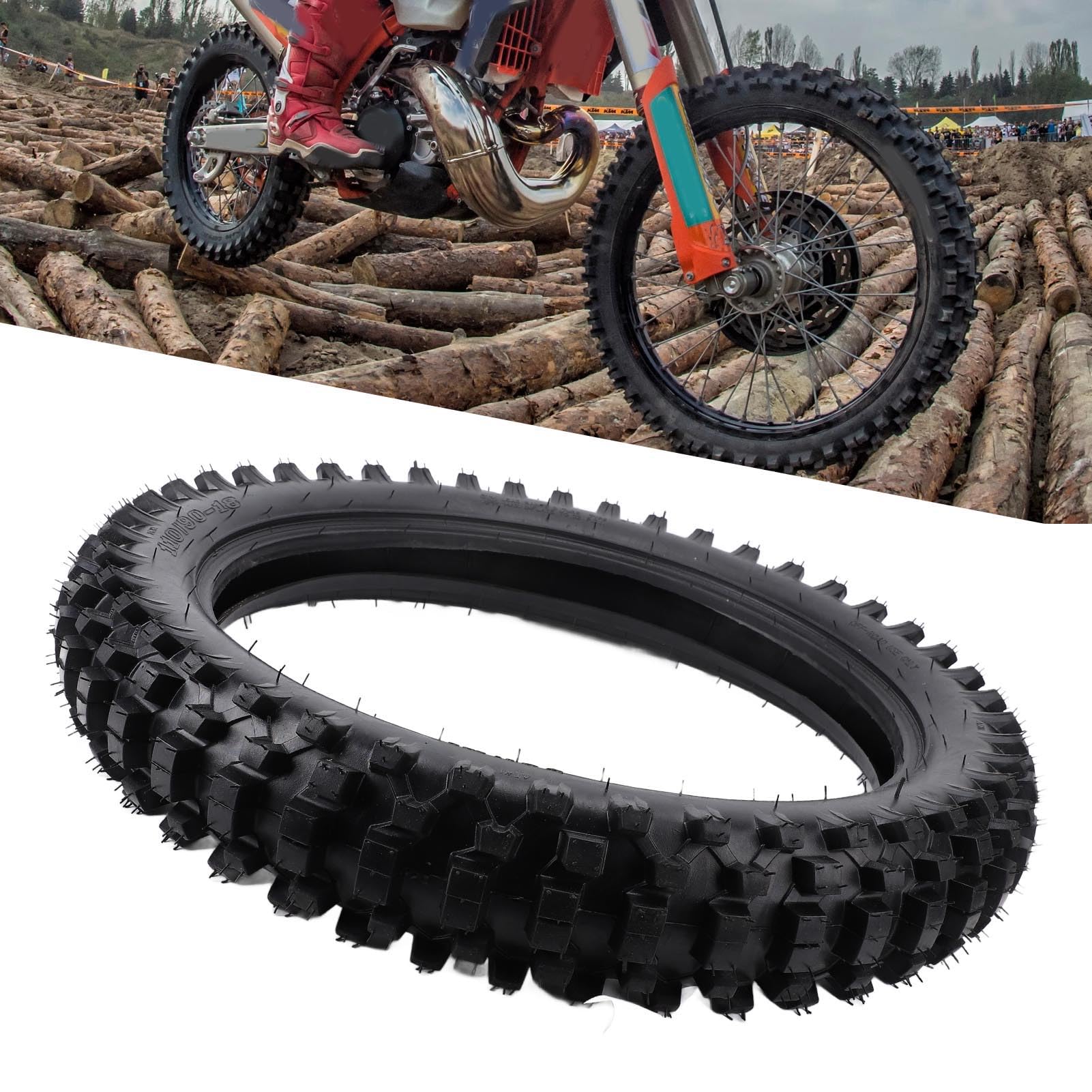110/90-18 3,00-18 Dirt Bike Tire, Anti Skid 4PR 61M Najwyższa przyczepność dla 18-calowych Obręczy, Motorcycle Off Road, z Kompaktowym Projektem, Wyjątkowy Wygląd, łatwy w