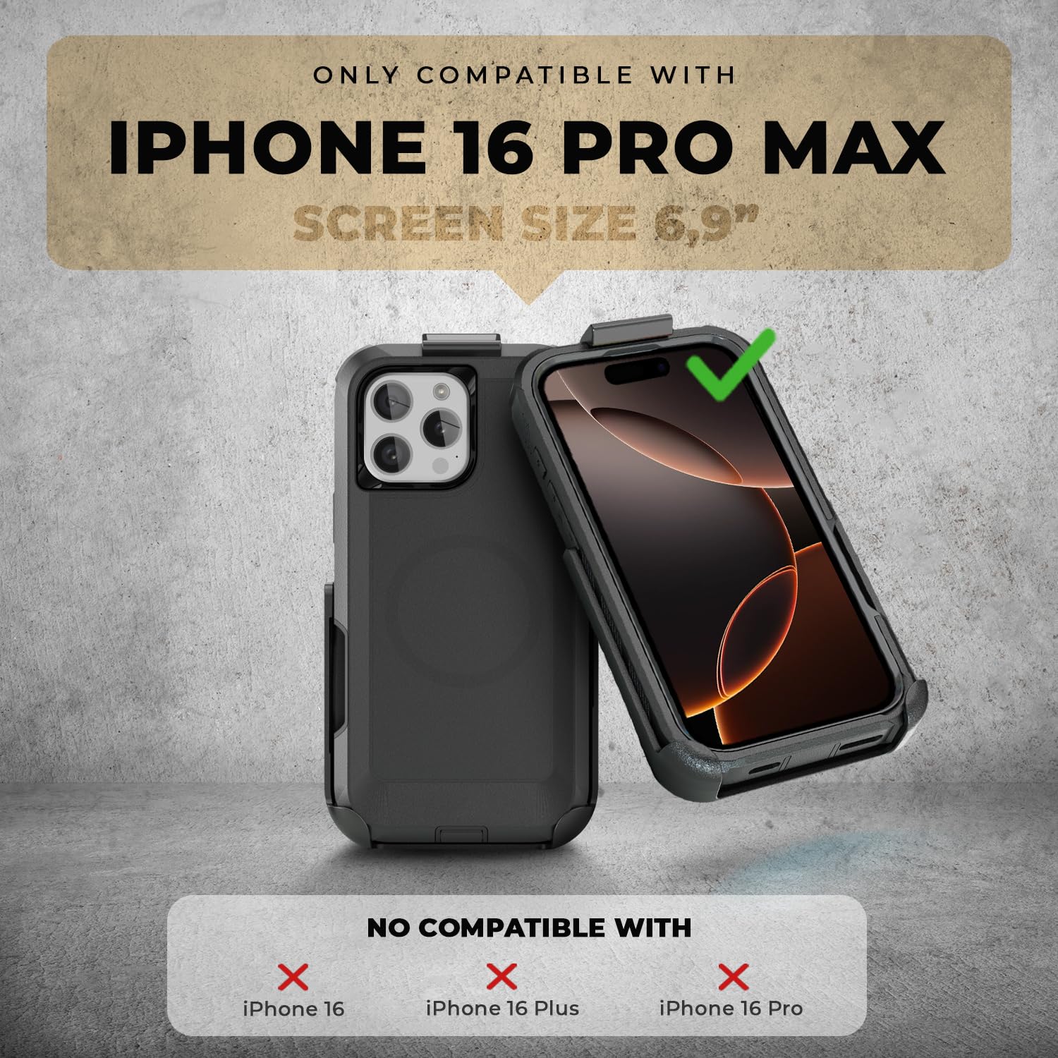 MOTIVE Promax Custodia in silicone per iPhone 15 con clip da cintura, custodia per telefono cellulare per iPhone 15 Promax, custodia sottile e robusta, custodia protettiva antiurto e cavalletto, 6,7