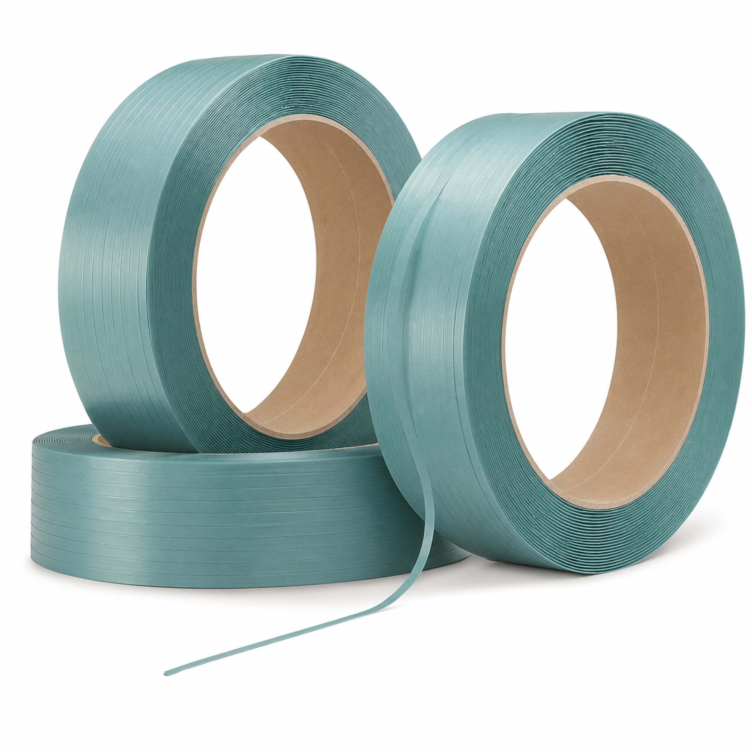 JECO Lot de 1 bobine de feuillard PET vert 12mm x 0.60 x 2500m Ø406mm cerclage manuel