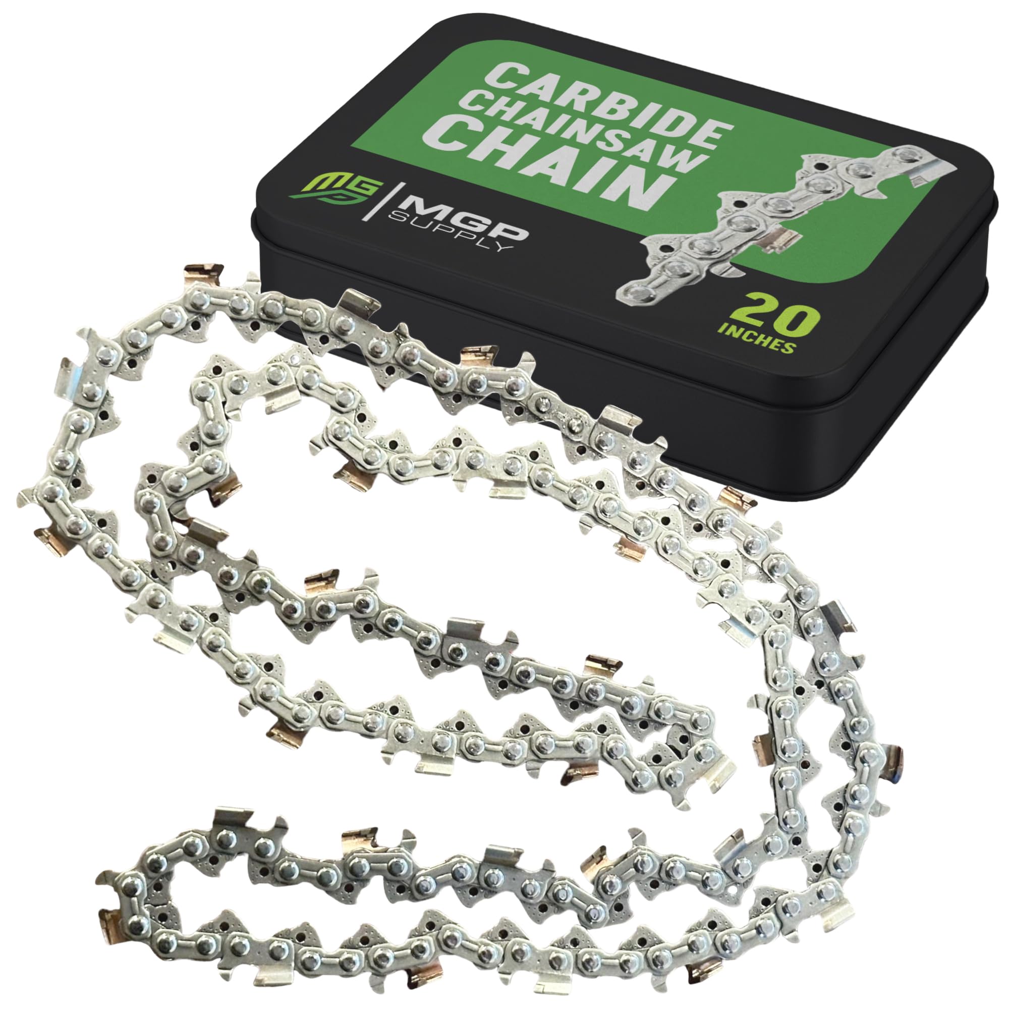 MGP Supply Cadena semicincel de carburo sólido de 20 pulgadas | Calibre 0.050 | Se adapta a motosierras Stihl, Oregon y Husqvarna (72 unidades para barra de 20 pulgadas)