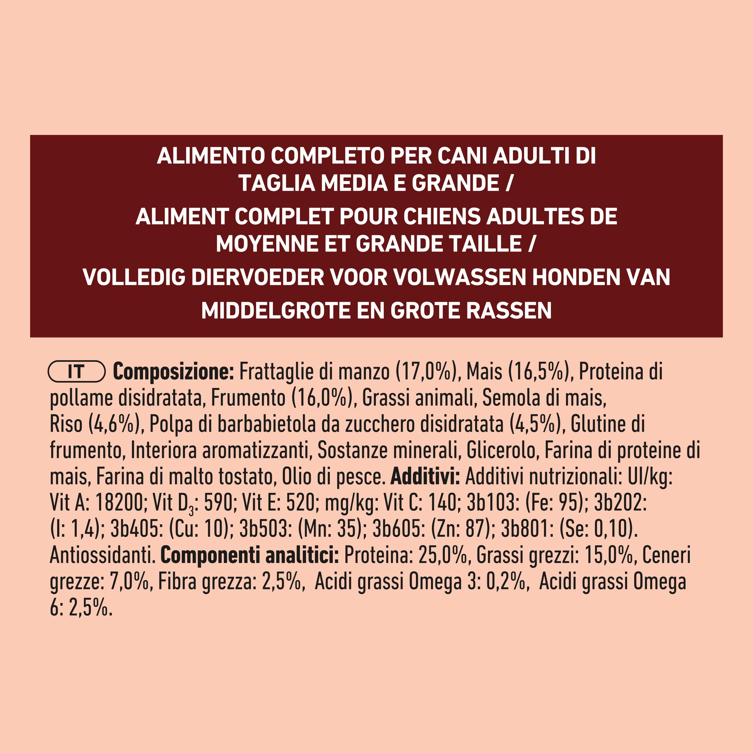 PURINA ONE Medium Maxi Crocchette per Cani Adulti con Manzo e Riso 4 Sacchi da 2.5kg