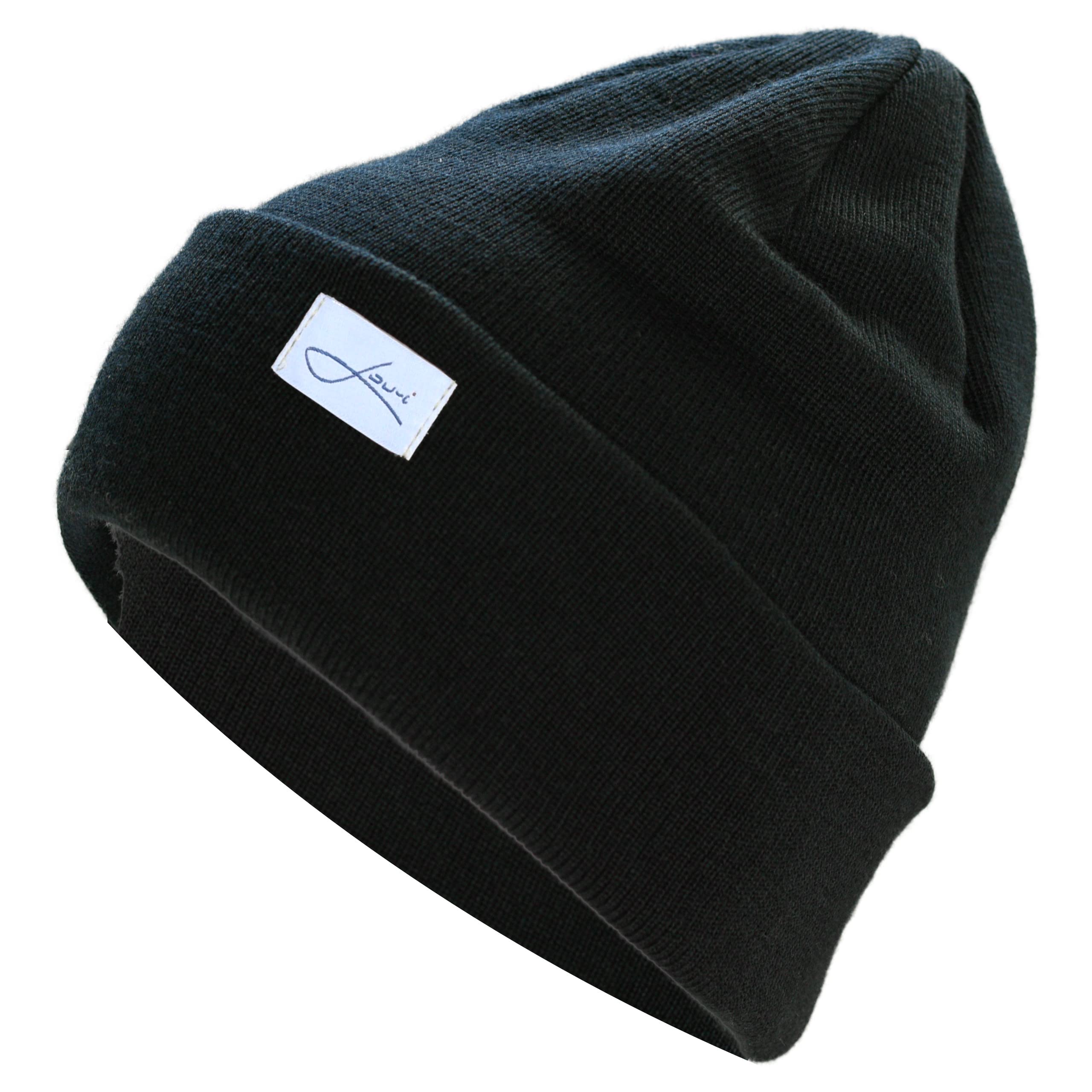 Lou-i Bonnet en laine mérinos fabriqué en Allemagne pour homme et femme Taille unique, Noir , taille unique