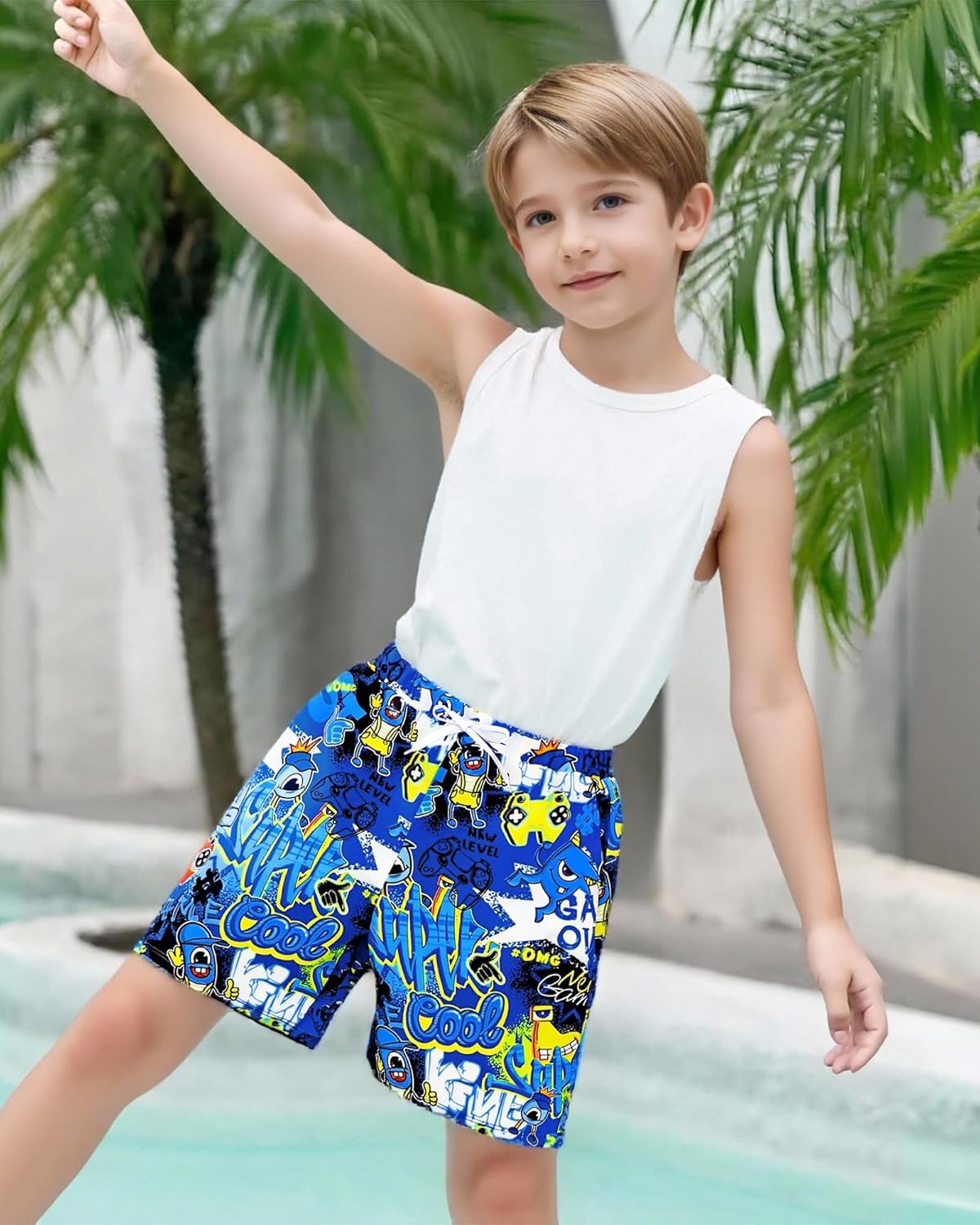 Boys Swim Trunks with Compression Liner Quick Dry Beach Shorts Big Kids Bathing Suit Board Shorts Swimwear 5-16Y - Image 3