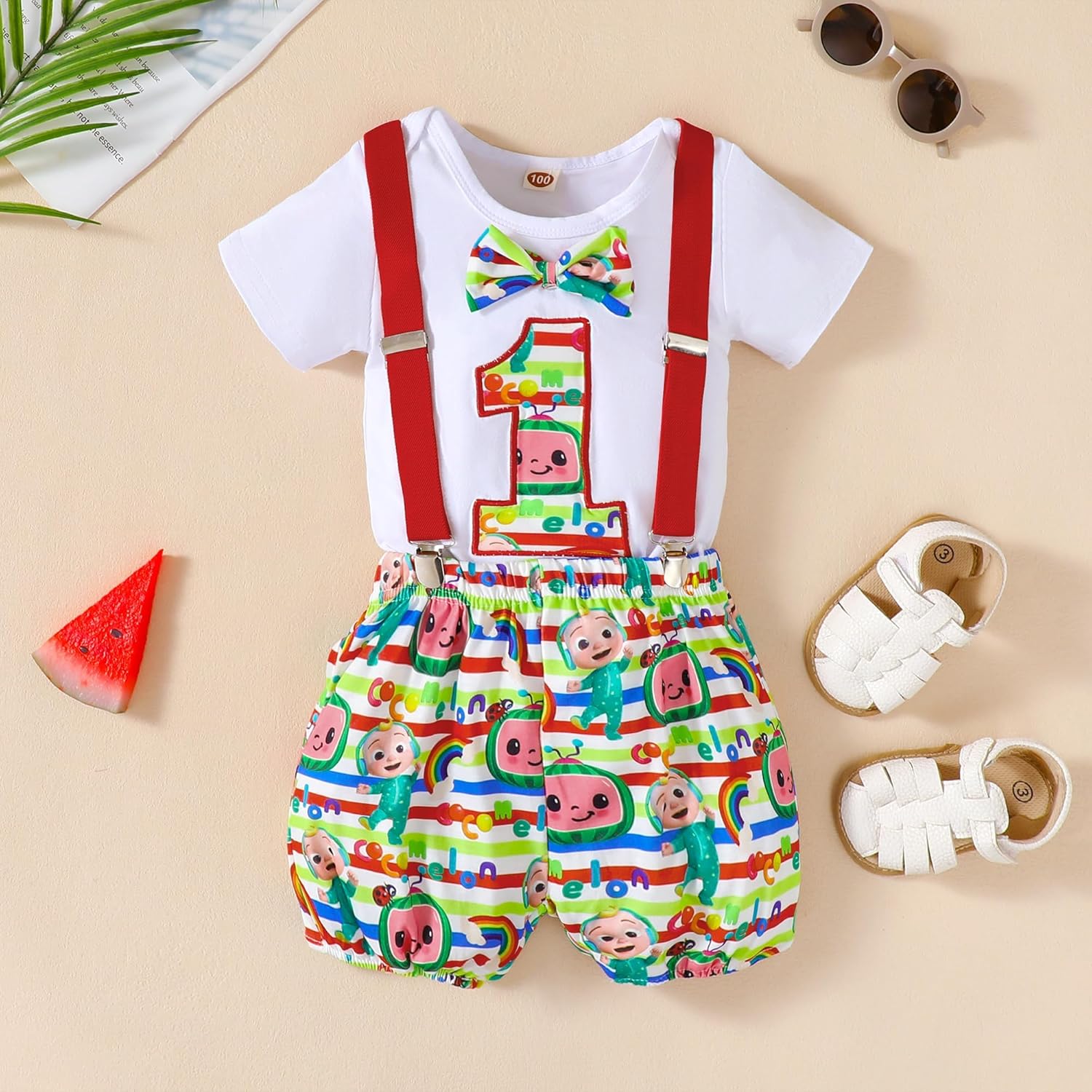 Baby Boys Funny First Birthday Outfit Infant Boy 1st Cake Smash Clothes Bow Tie Pants Set - Image 2
