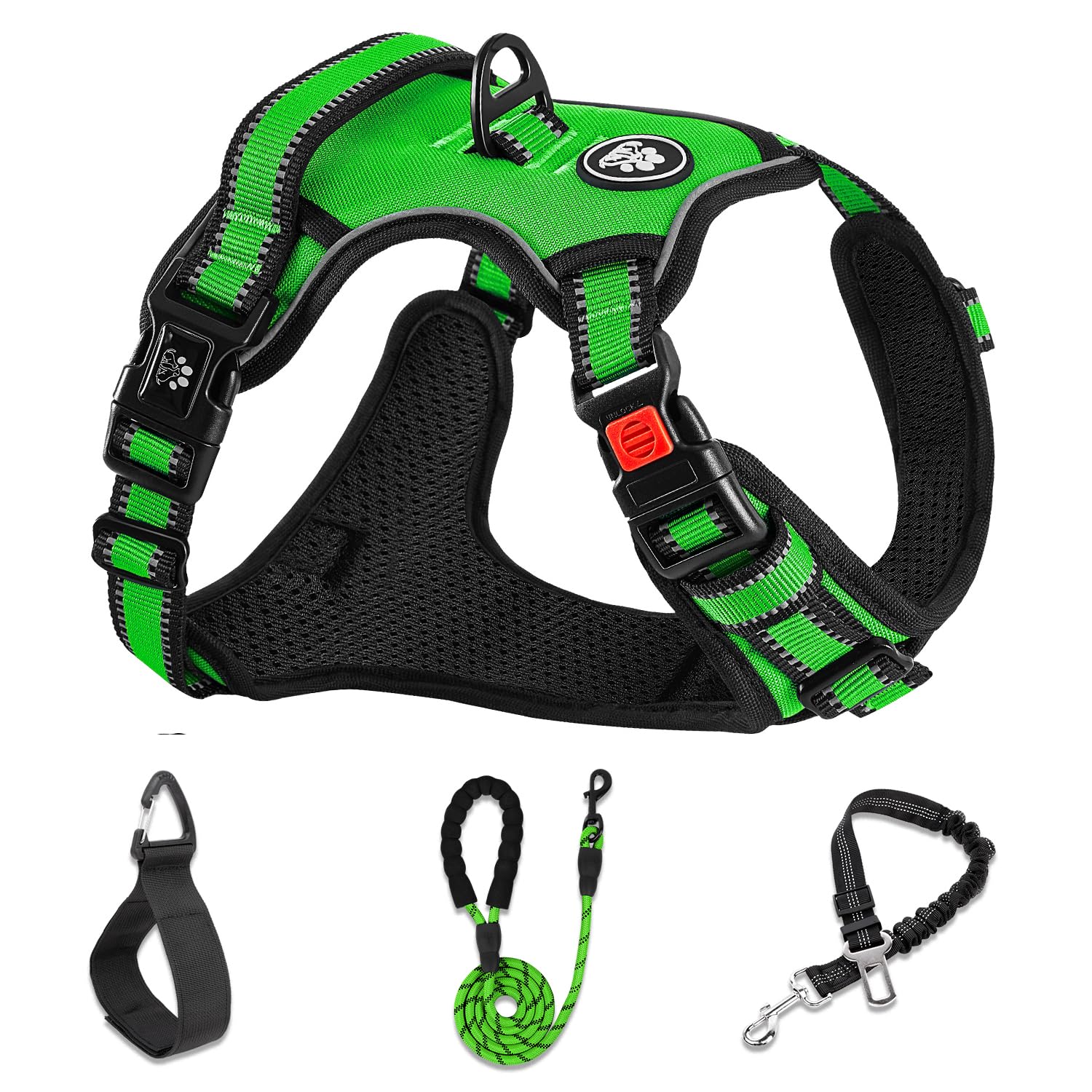 NESTROAD No Pull Dog Harness,Adjustable Oxford Dog Vest Harness with Leash,Reflective No-Choke Pet Harness with Easy Control Soft Handle for Large