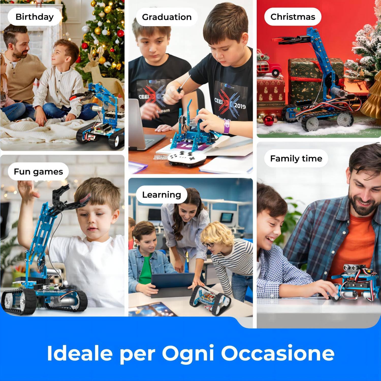 Makeblock mBot Ultimate Robot da Construire 10 in 1, Giocattolo STEM, Robot Programmabile Compatibile con Arduino e Scratch, Oltre 160 Parti Meccaniche e Moduli, Scheda di Controllo Principale MegaPi